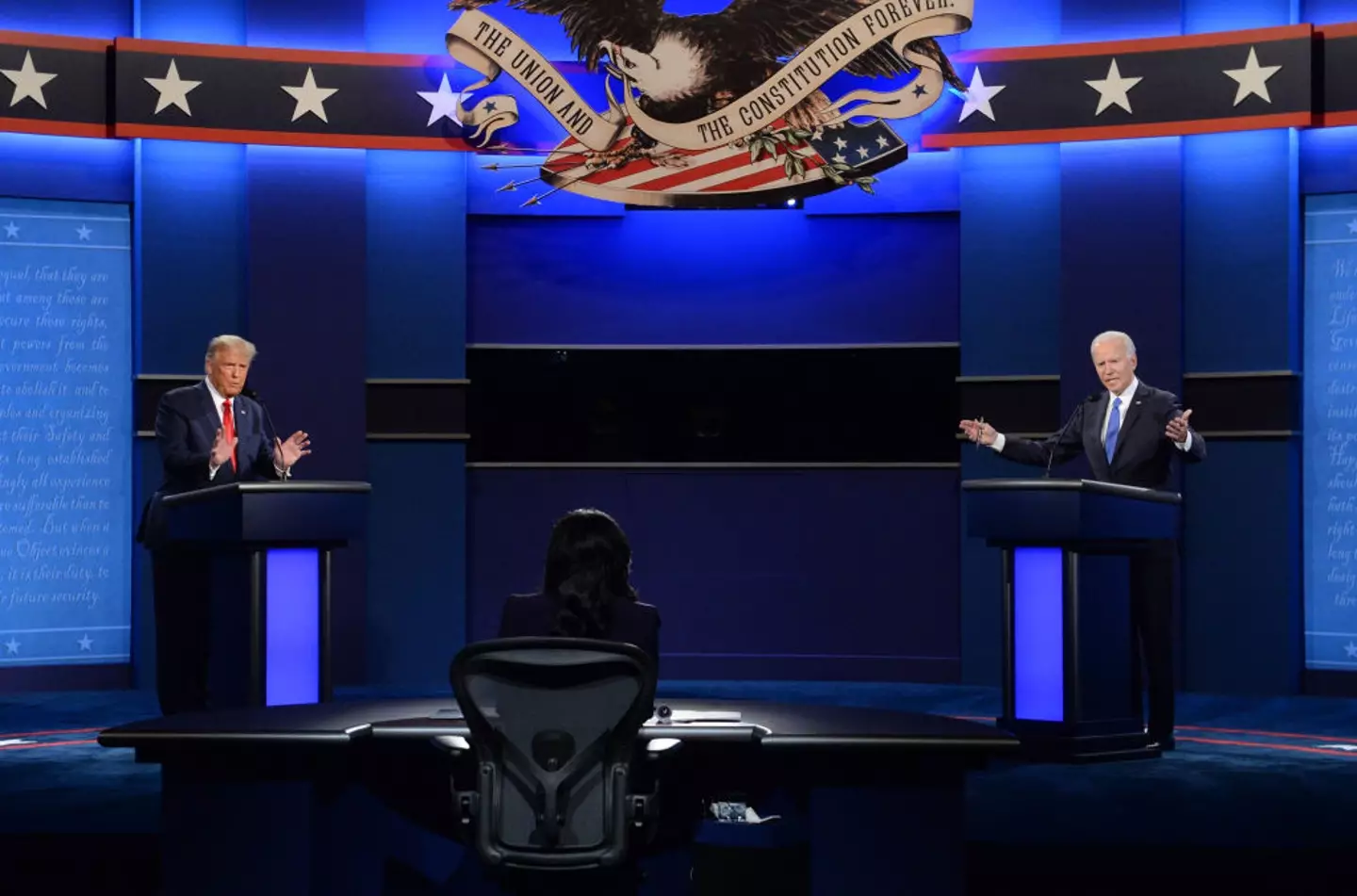 President Donald Trump and former President Joe Biden pictured during a televised debate during the 2020 presidential campaign - in which Biden won (Kevin Dietsch/UPI/Bloomberg via Getty Images)