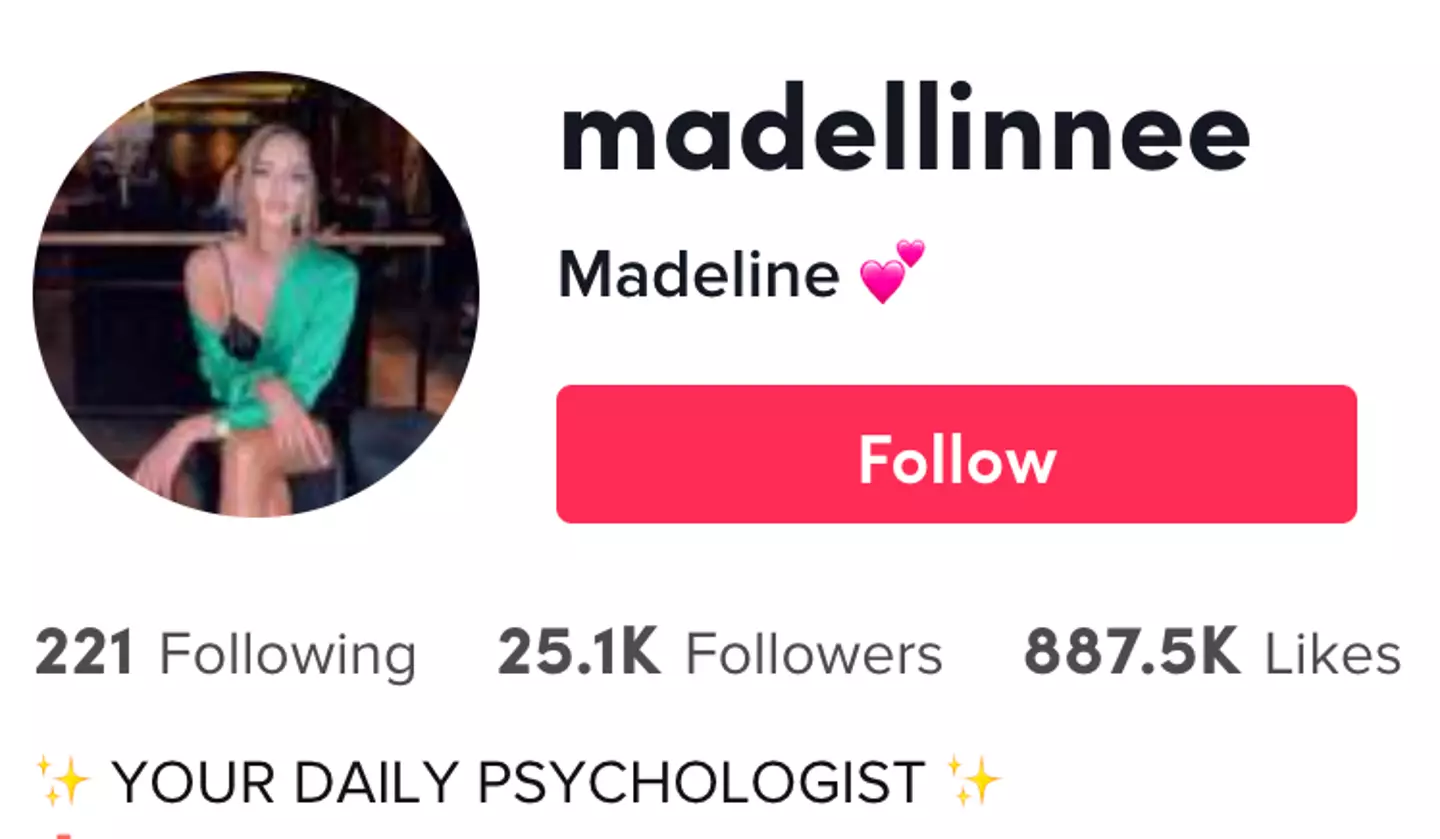 Madeline's TikTok bio describes her as a 'psychologist'.