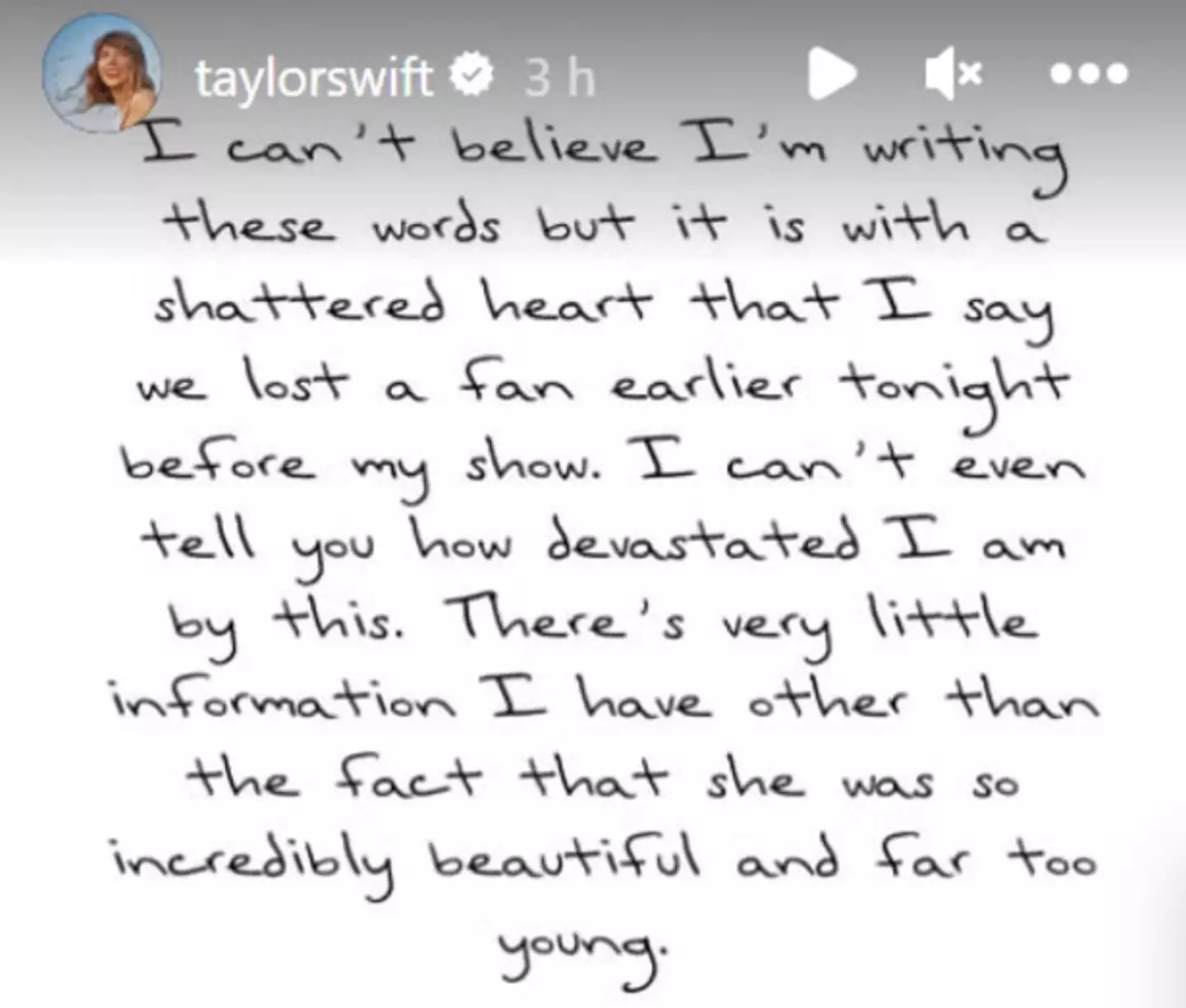 Taylor Swift shared tribute to Benevides on Instagram.