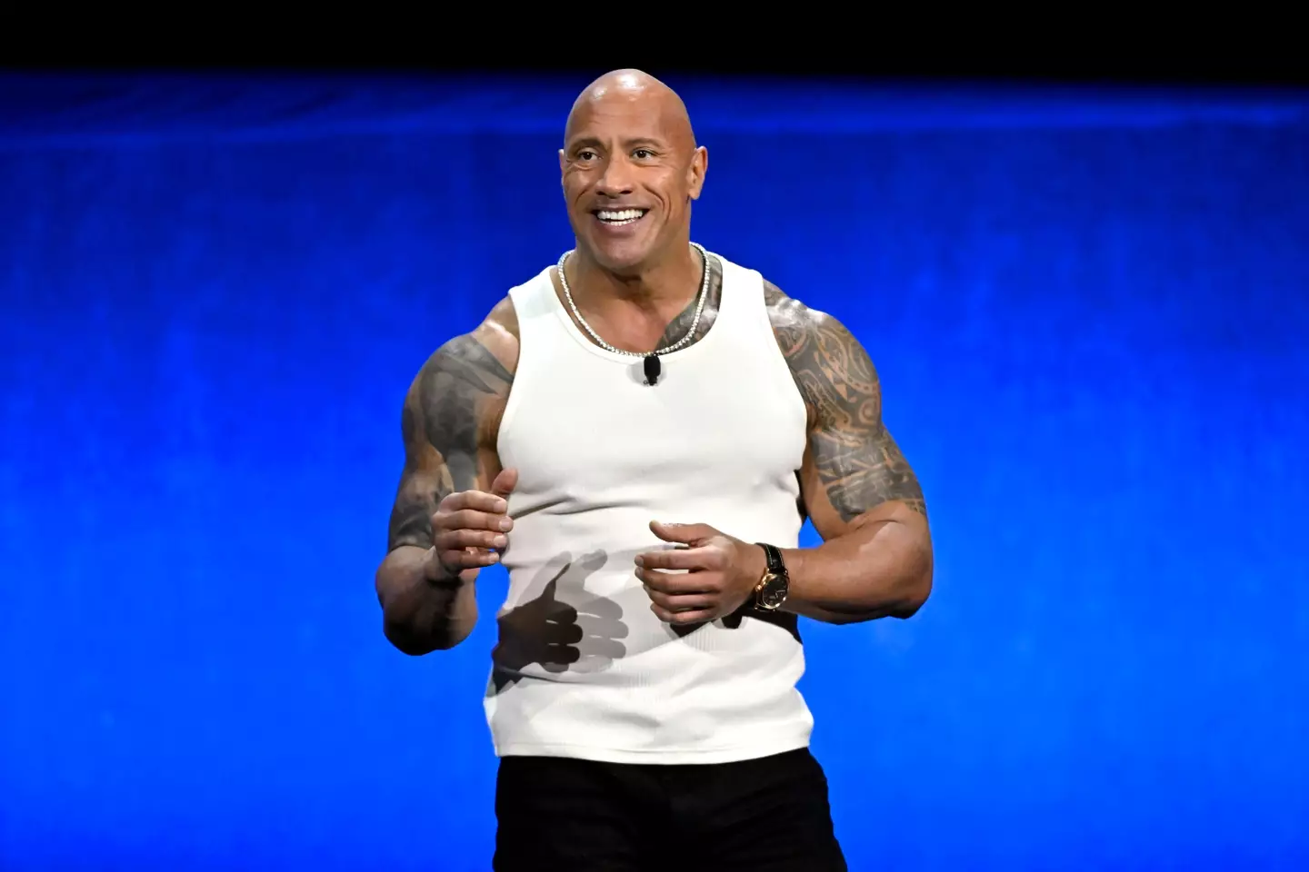 Johnson is usually recognised by his bald head and tattoos. (David Becker/WireImage)