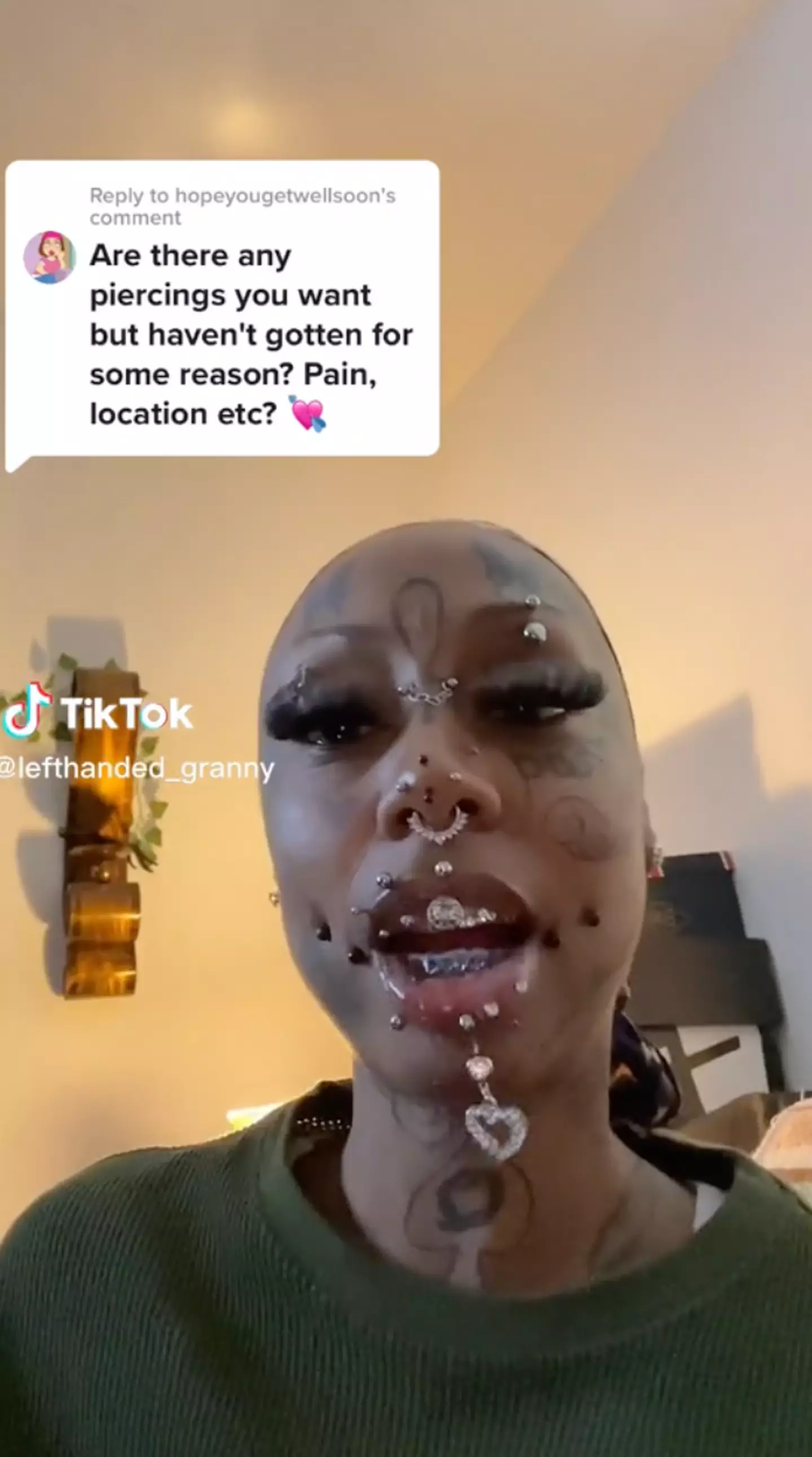 A woman who already has 20 facial piercings has taken to TikTok to declare she wants to get a mandible piercing.