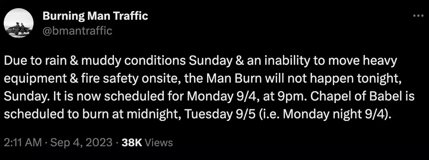 Burning Man's finale is set to go ahead tonight.