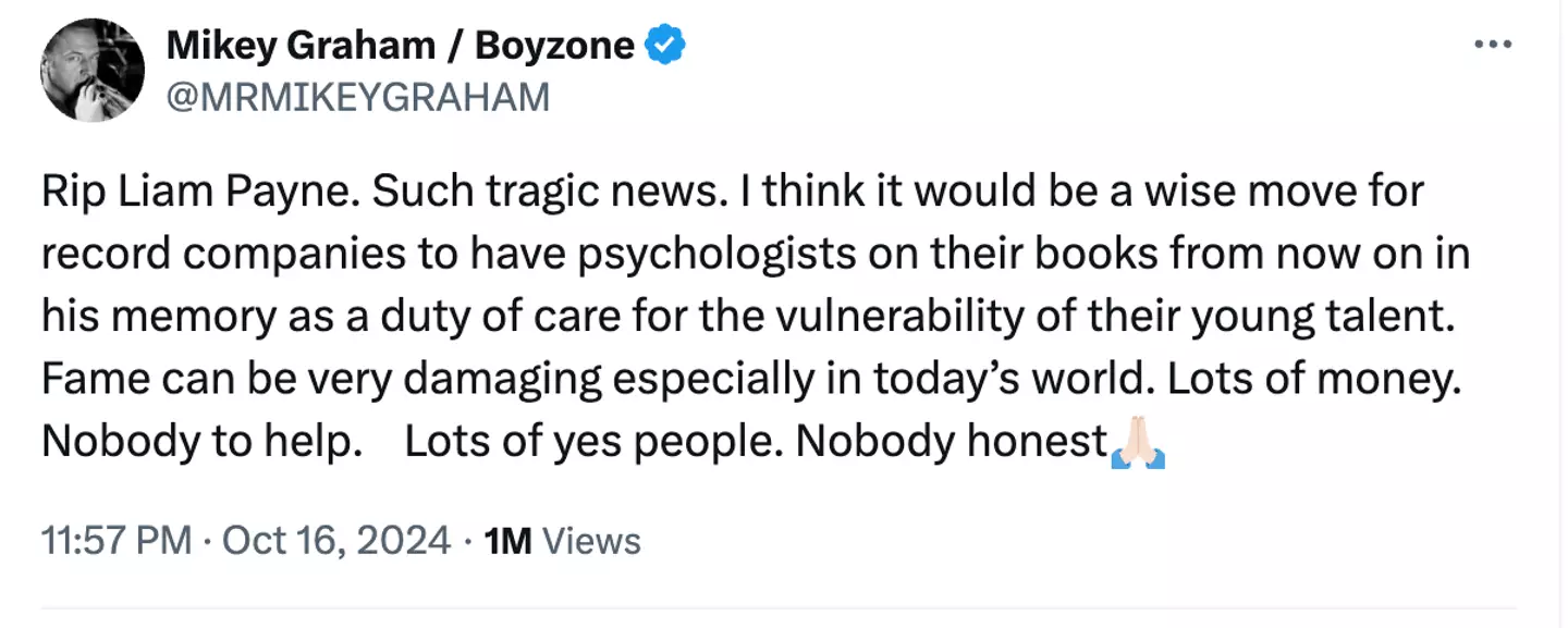 Mikey Graham expressed belief more support should be offered (X/@MRMIKEYGRAHAM)