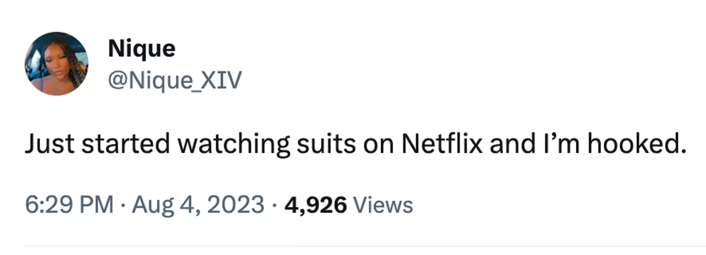 Netflix users have admitted they should have started Suits sooner.