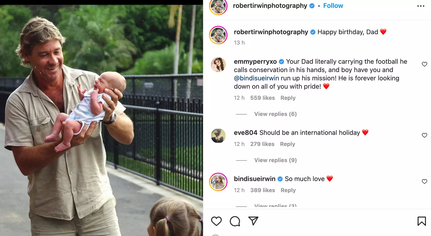 Steve's son Robert also paid tribute to his dad on his birthday.