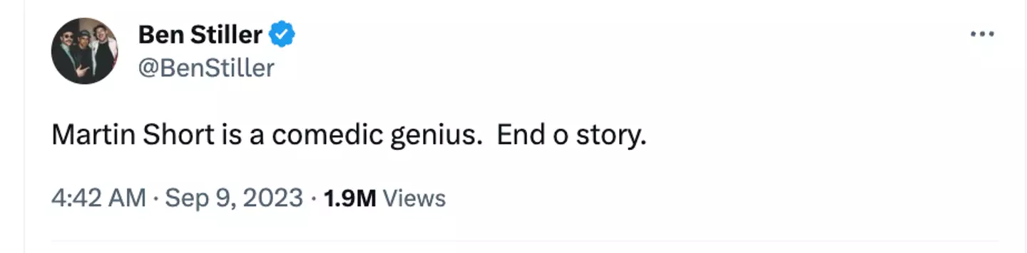 Zoolander actor Ben Stiller also posted about Short.