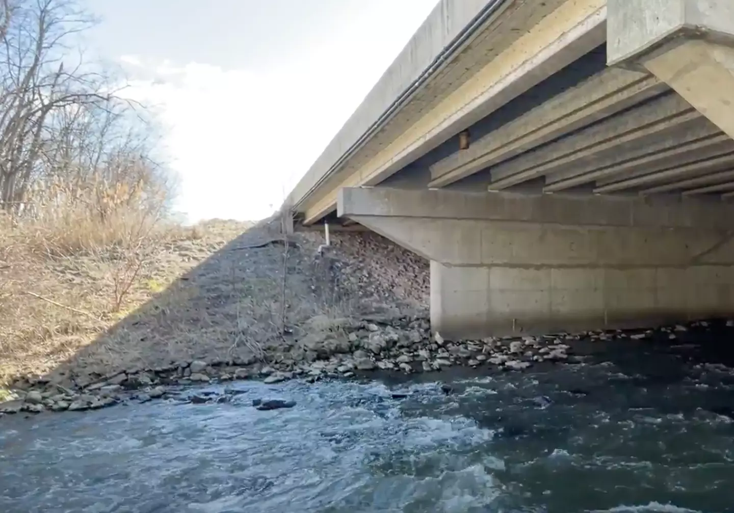 Matthew's truck landed just off the highway. (Supplied)