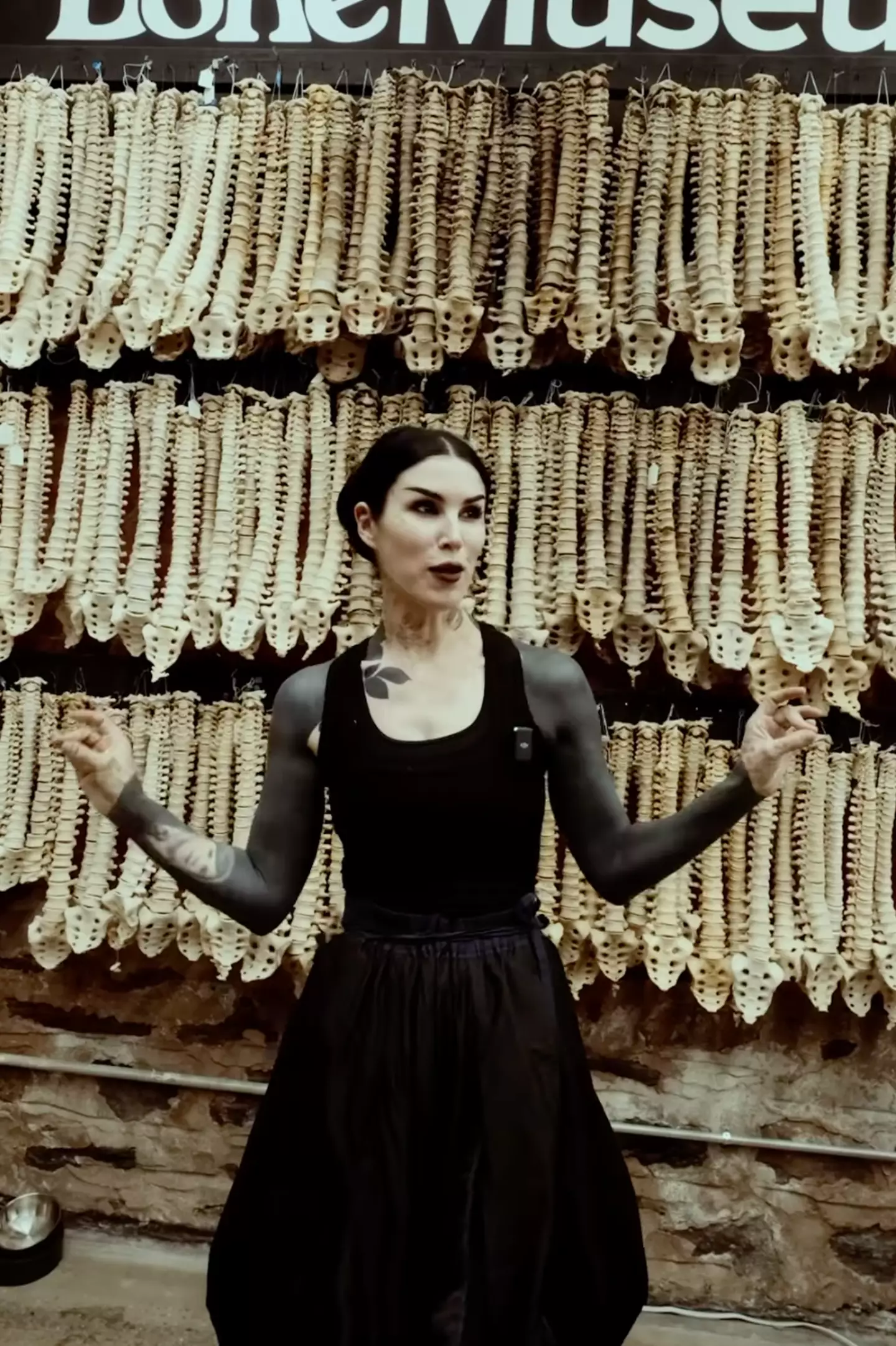 Kat Von D sports blackout ink on both her arms while visiting a 'bone museum' (Instagram/katvond)