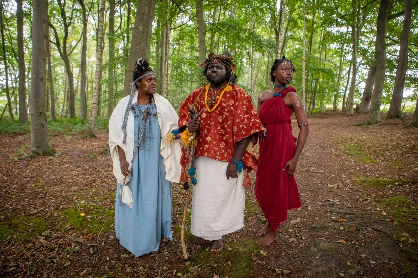 Kaura Taylor (right) has joined a tribe fronted by Jean Gasho, who goes by Queen Nandi and her husband, Kofi Offeh, AKA King Atehene (SWNS)