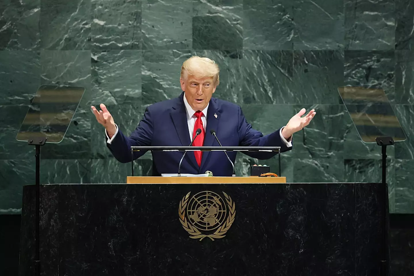 President Donald Trump speaks during the United Nations General Assembly at the UN headquarters in New York City (Michael M. Santiago/Getty Images)