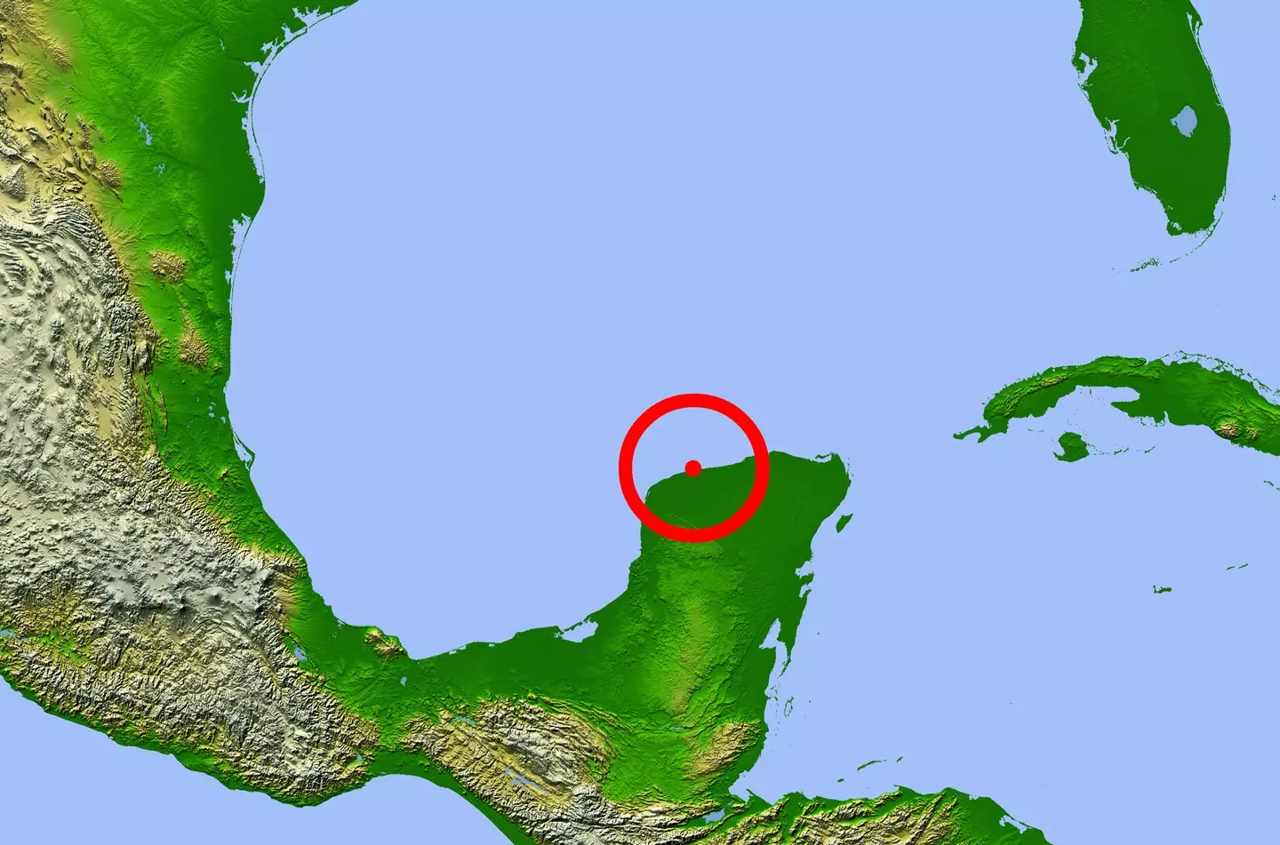 The location of the Chicxulub crater.