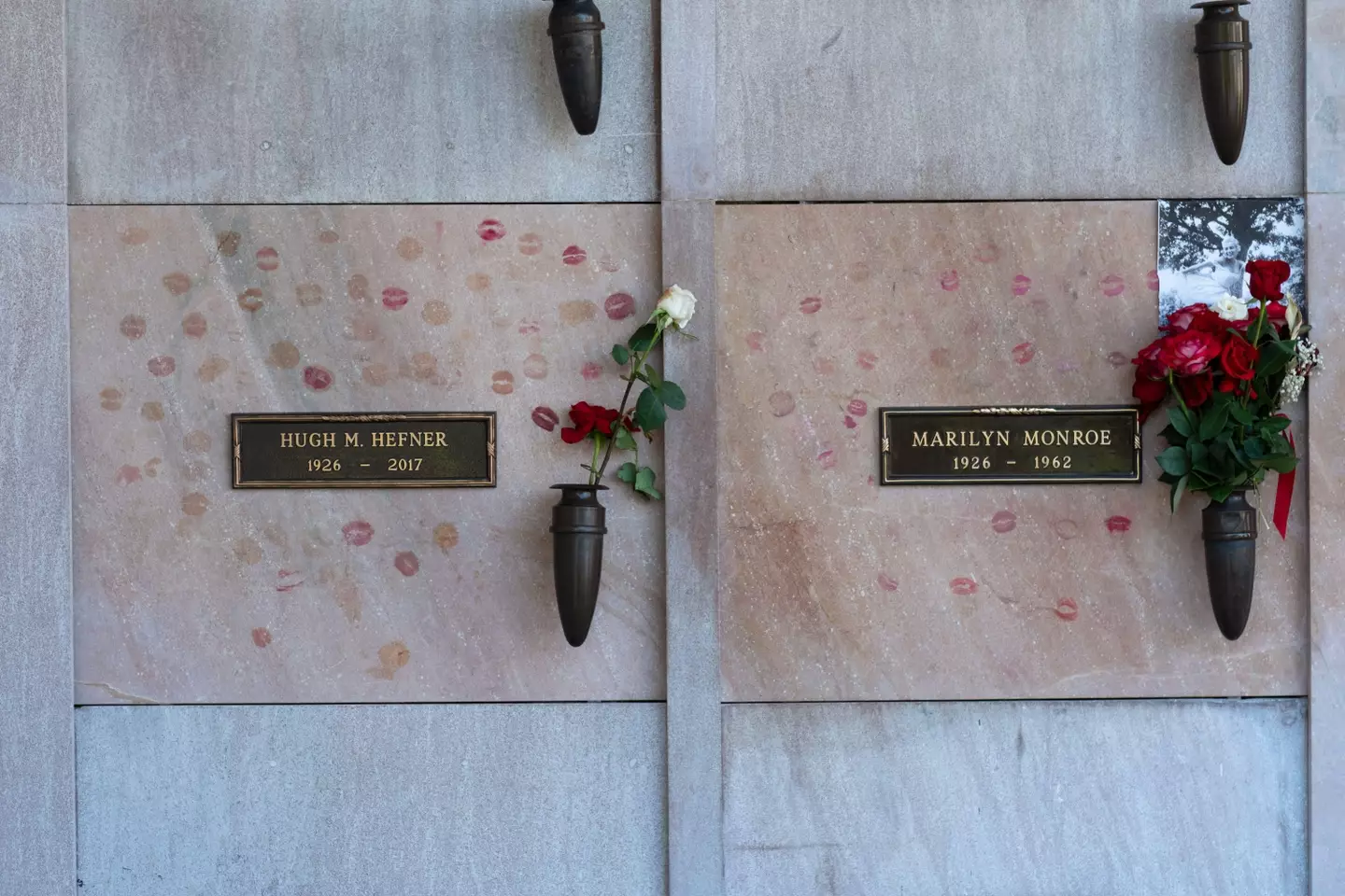 Hugh Hefner and Marilyn Monroe's adjacent resting places.