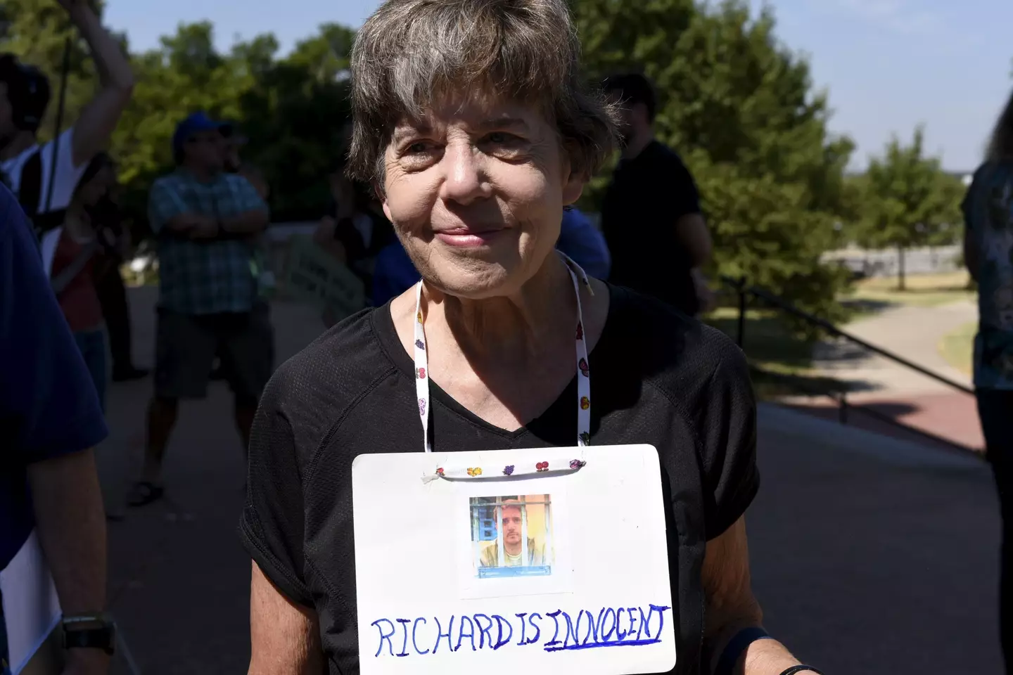 Anti-death penalty advocate Nancy Norvelle protests against scheduled execution of Glossip in Oklahoma City in September 2015.