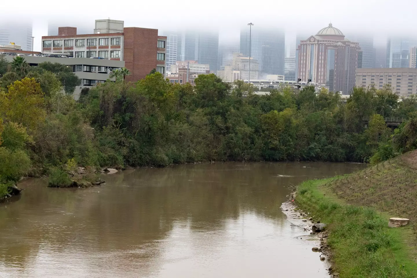 Buffalo Bayou near Houston, where multiple bodies have now been recovered (Jason Fochtman/Houston Chronicle via Getty Images)