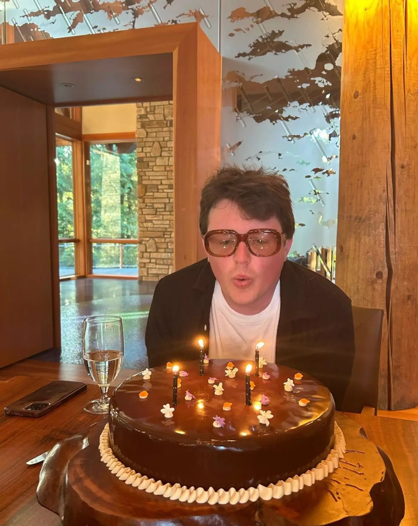 Sam Michael Fox with his delicious chocolate birthday cake.