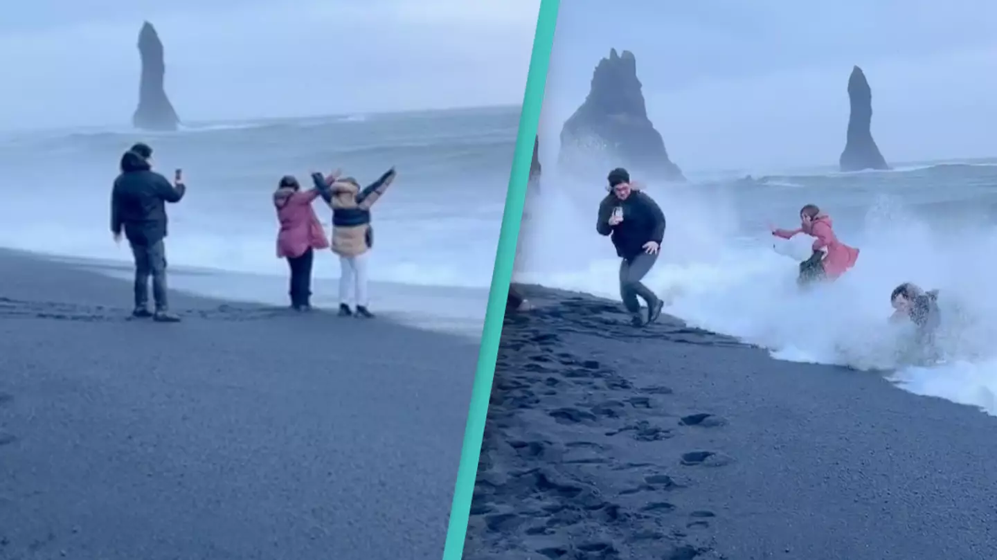 Tourists slammed as 'idiots' after ignoring warning on deadly and dangerous beach