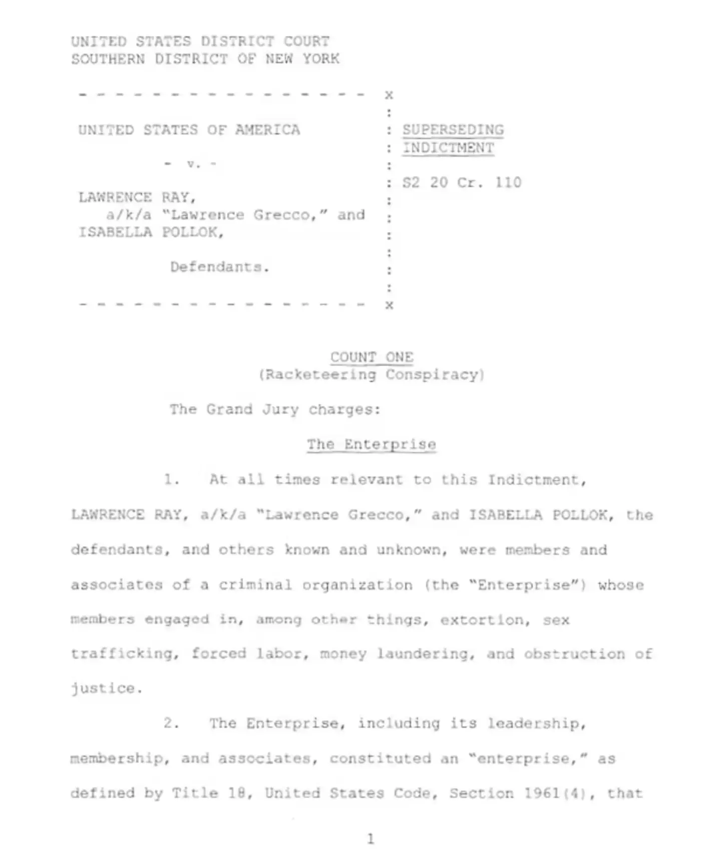 Lawrence Ray's indictment.
