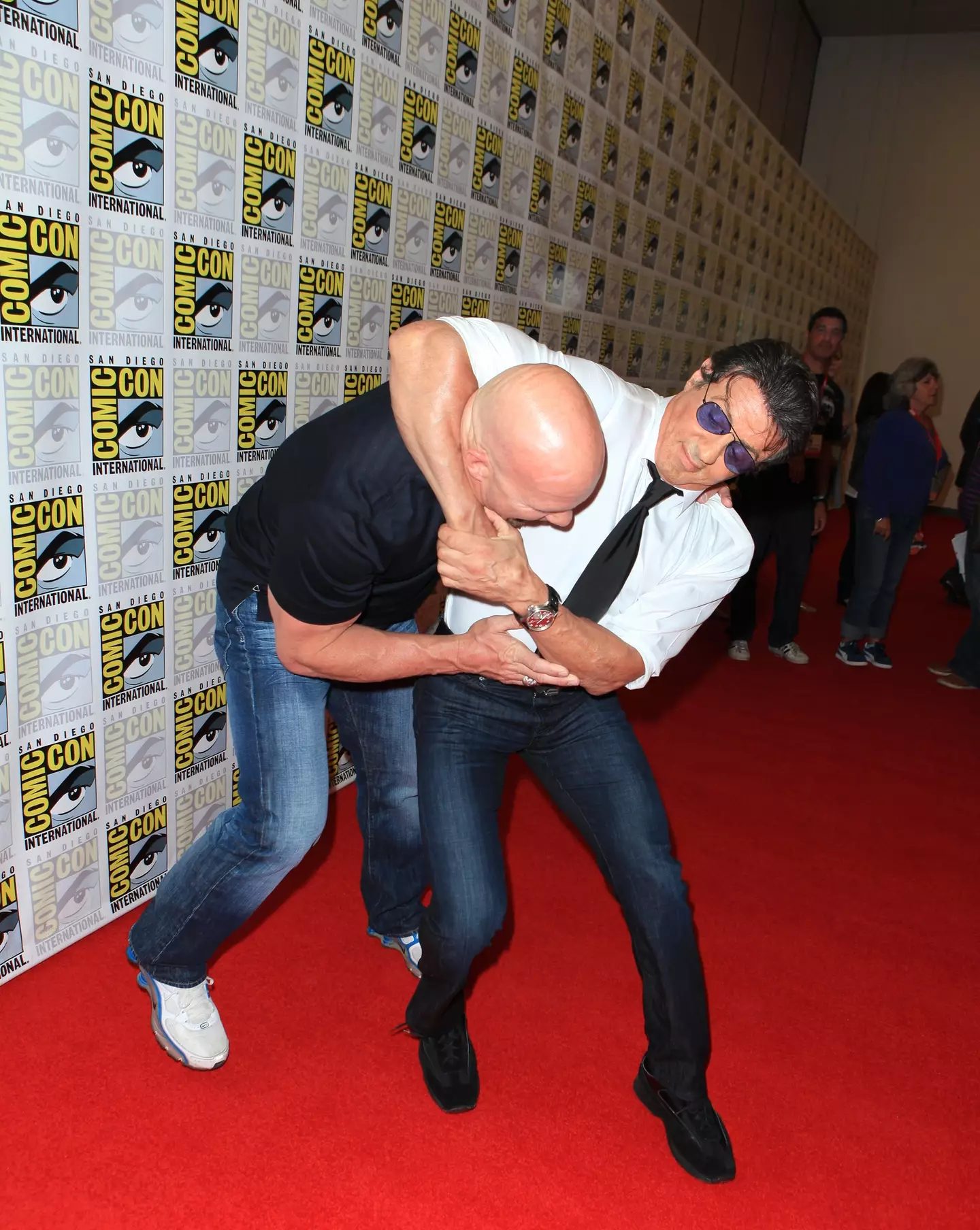 Stallone obtained the injury while filming a fight scene with Steve Austin.