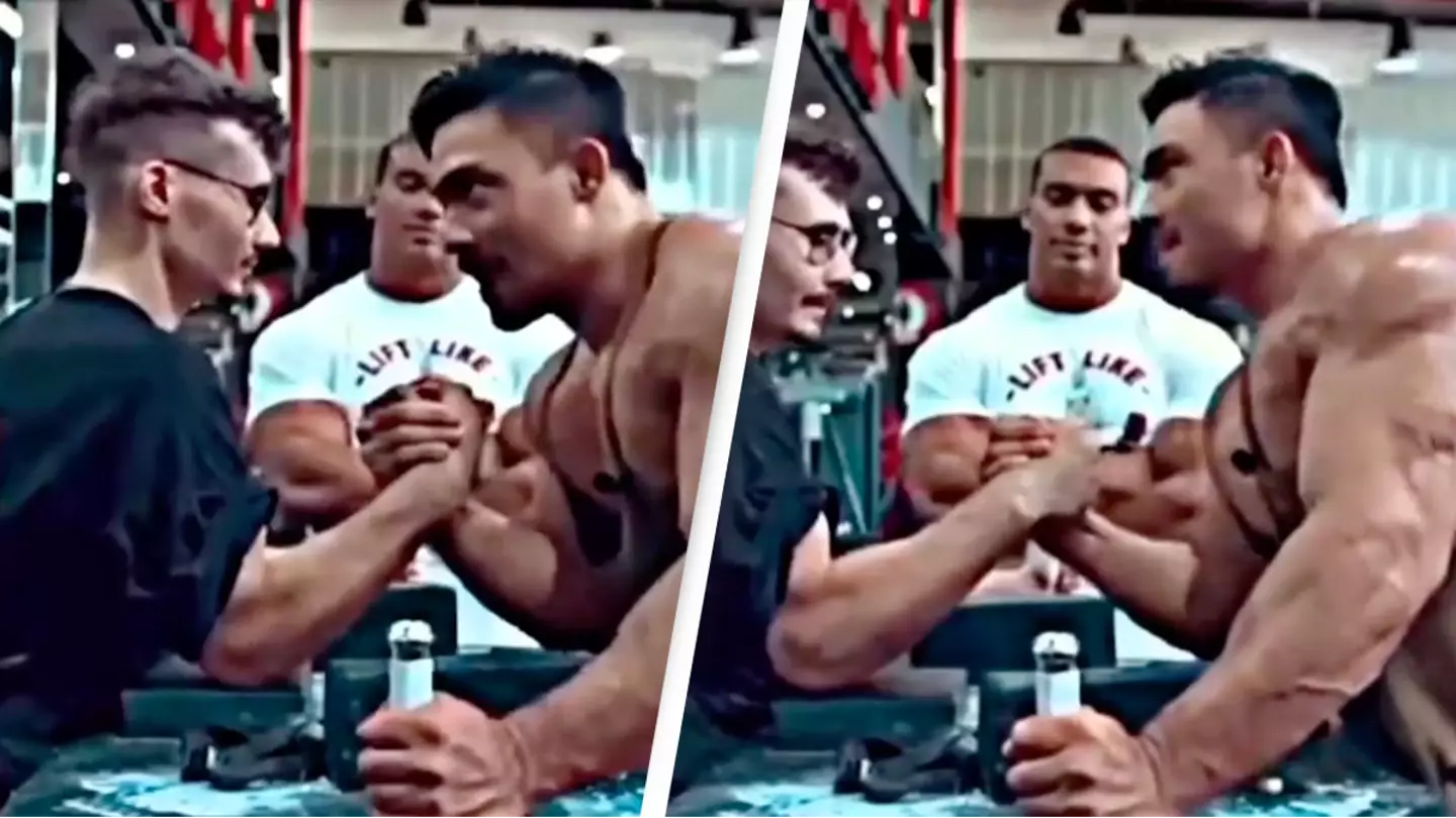 Shocking result of arm wrestle match shows massive difference between muscle mass and strength