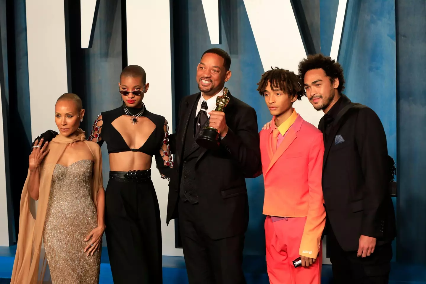 Jada Pinkett Smith, Willow Smith, Will Smith, Jaden Smith and Trey Smith at the 2022 Oscars.