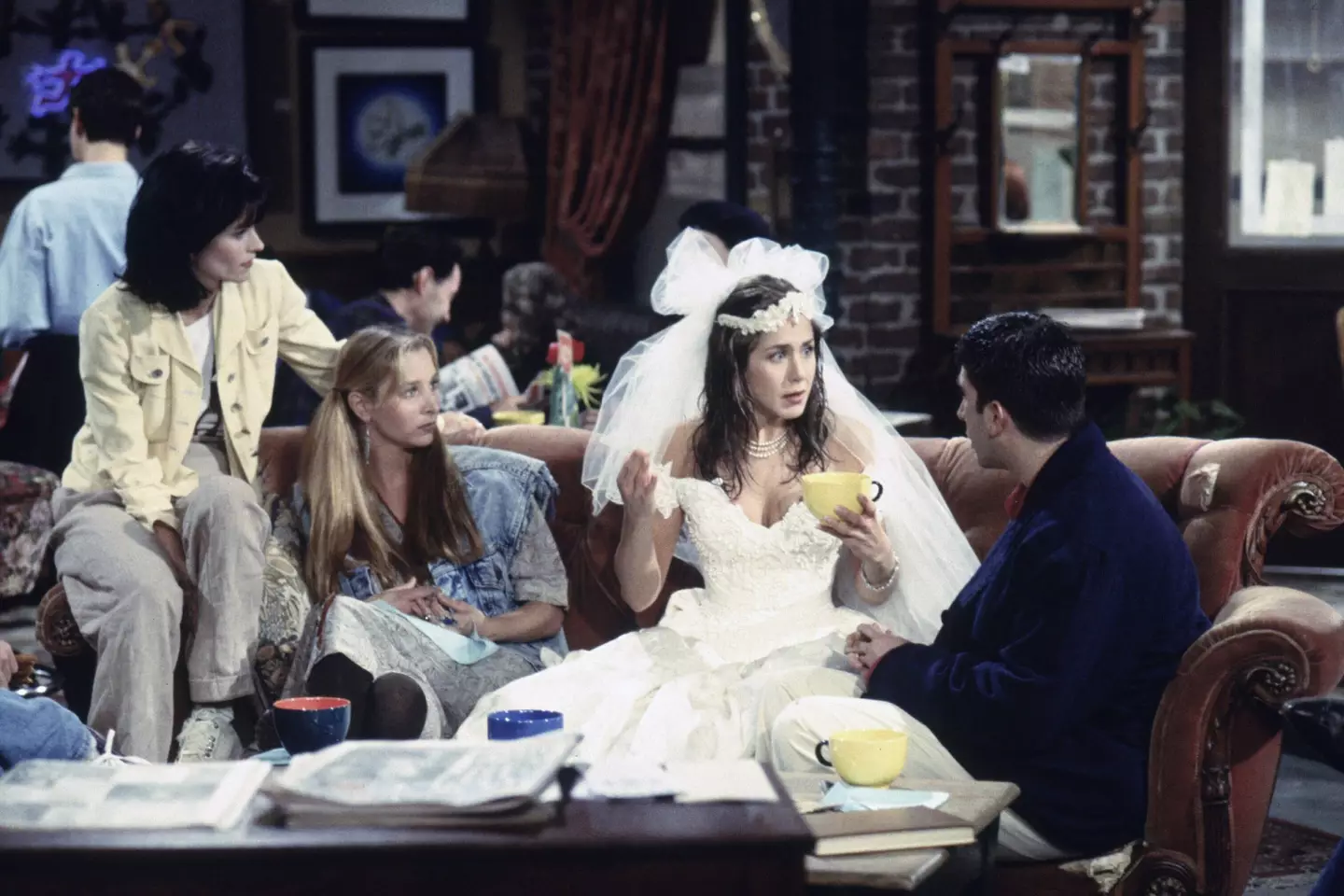 Fans think there's a plot hole with Rachel's wedding dresses. (NBCU Photo Bank/NBCUniversal via Getty Images)