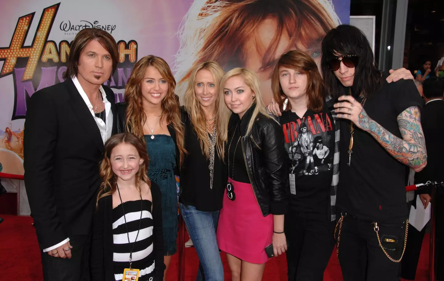 Billy Ray Cyrus seen in 2009 with his ex-wife Tish and five of his six children (Steve Granitz/WireImage)
