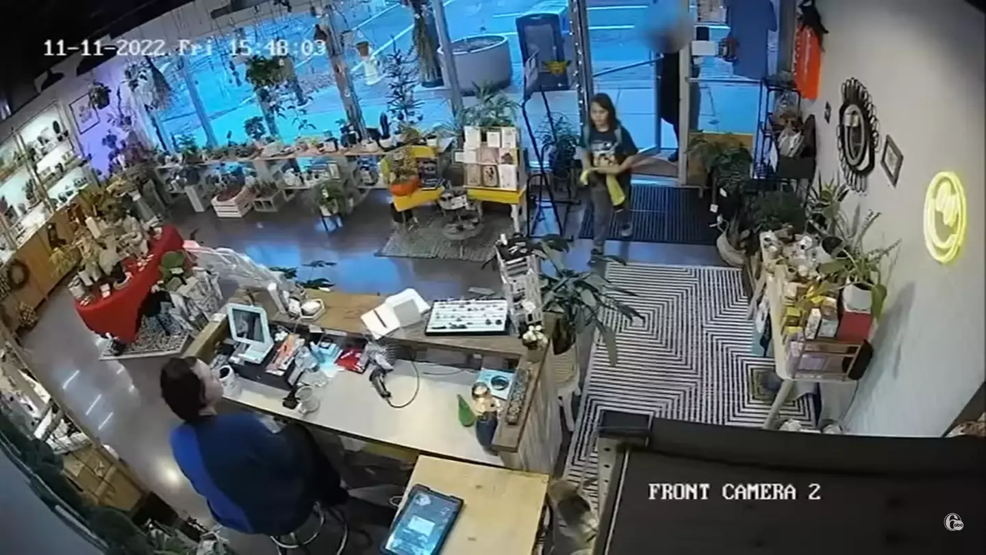 CCTV footage shows the moment the boy walked into the shop.