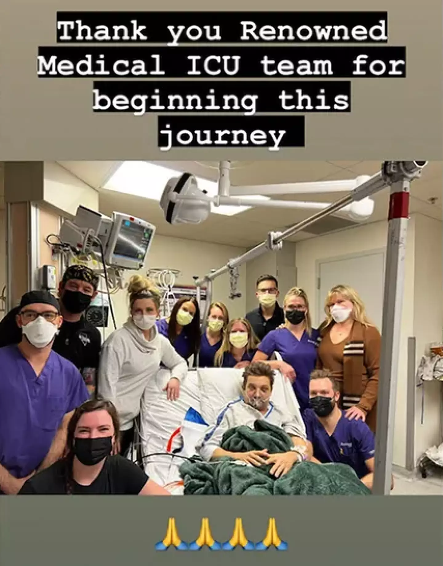 The actor thanked the medical ICU team who have cared for him since the accident.