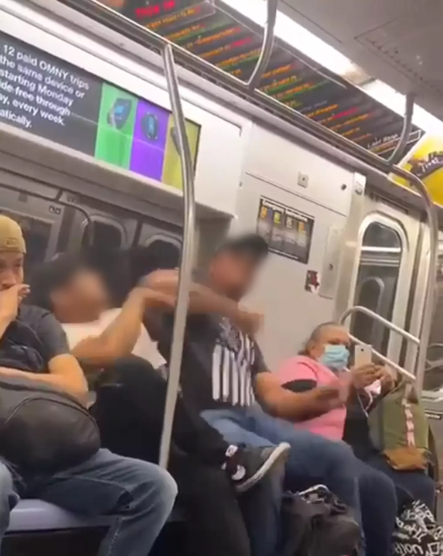 The fight broke out at 5:30am on a New York subway.