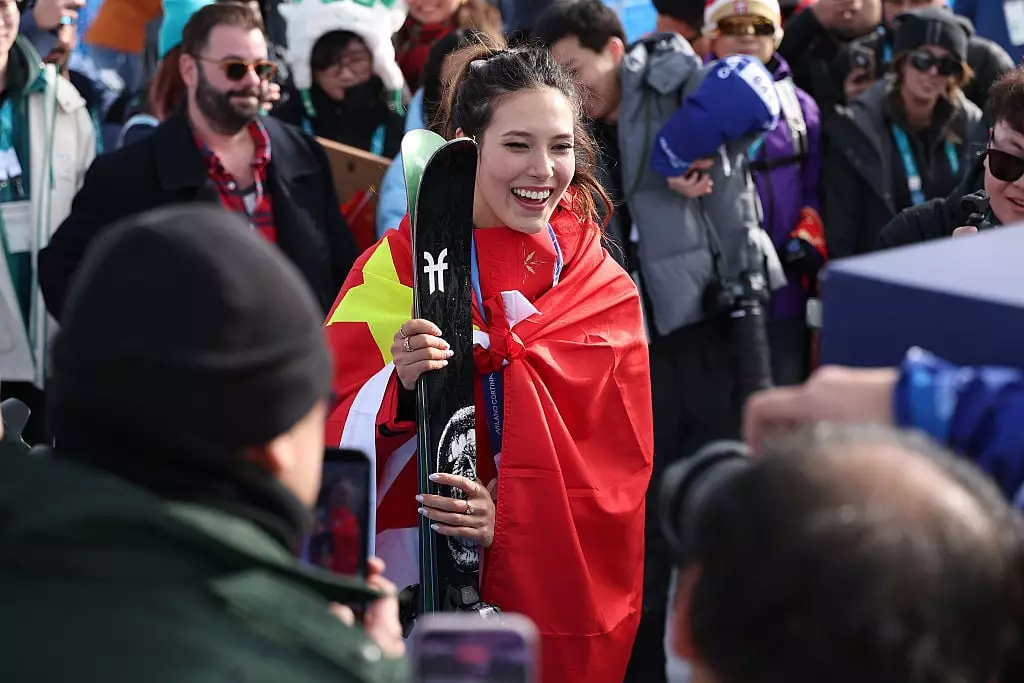 Gu has done a lot of endorsements outside her skiing career (Photo by Michael Reaves/Getty Images)