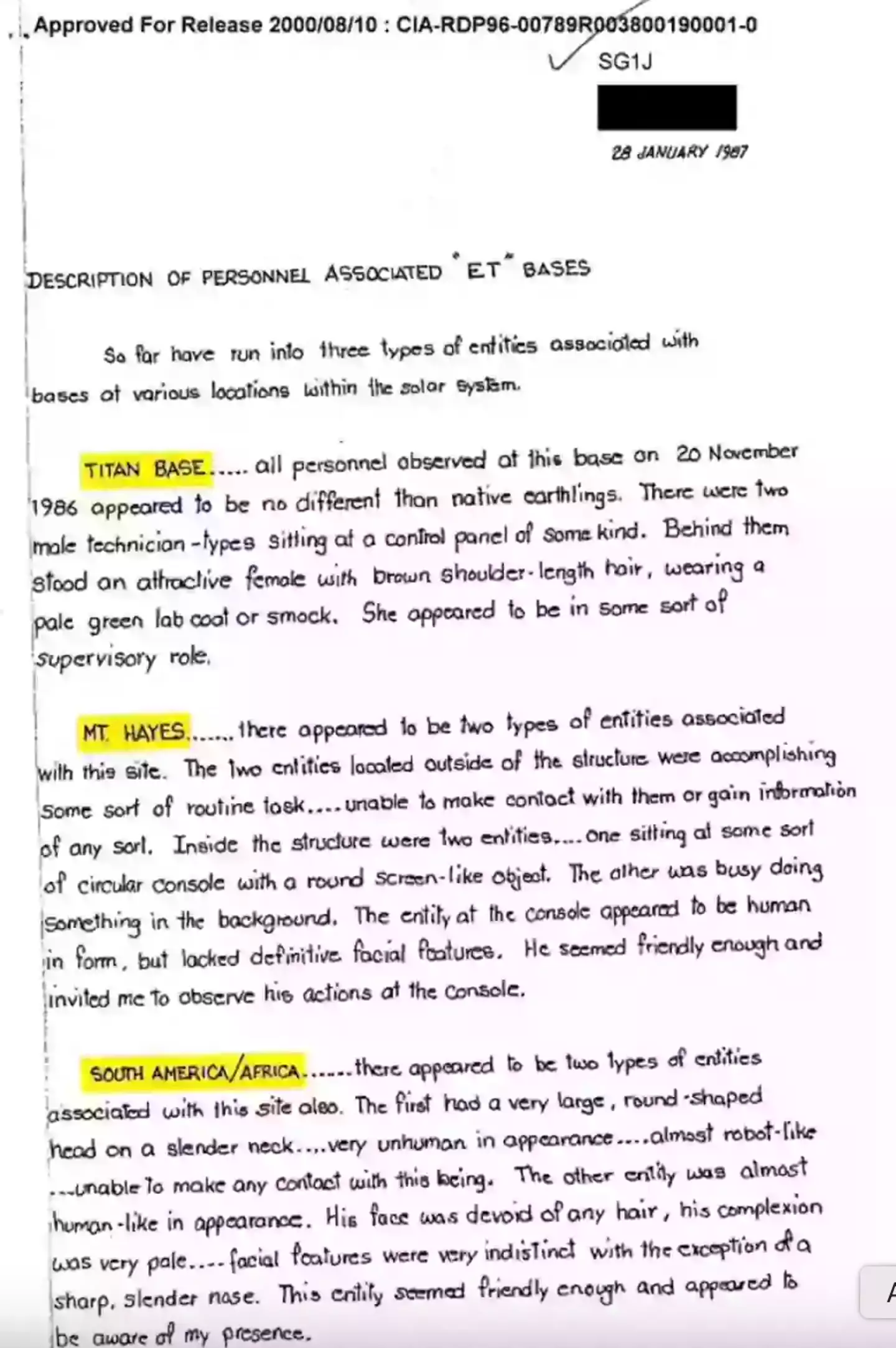 The experiments were known as remote viewing (CIA)