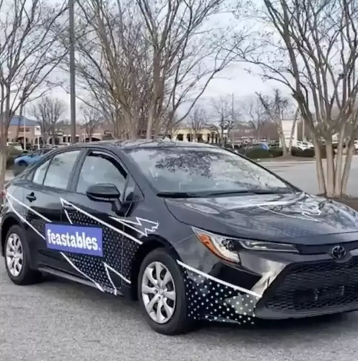 The car was covered in Feastables logos.