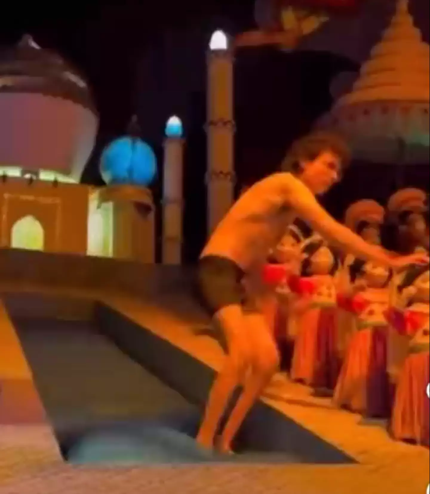 A streaker went onto the It's a Small World ride at Disneyland.