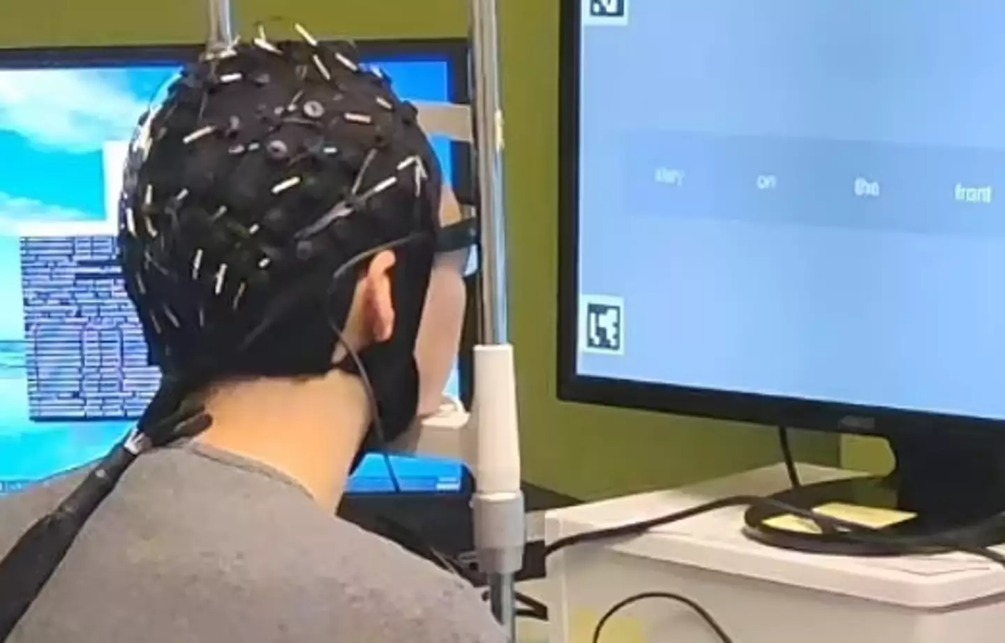 The helmet can translate thought to text.