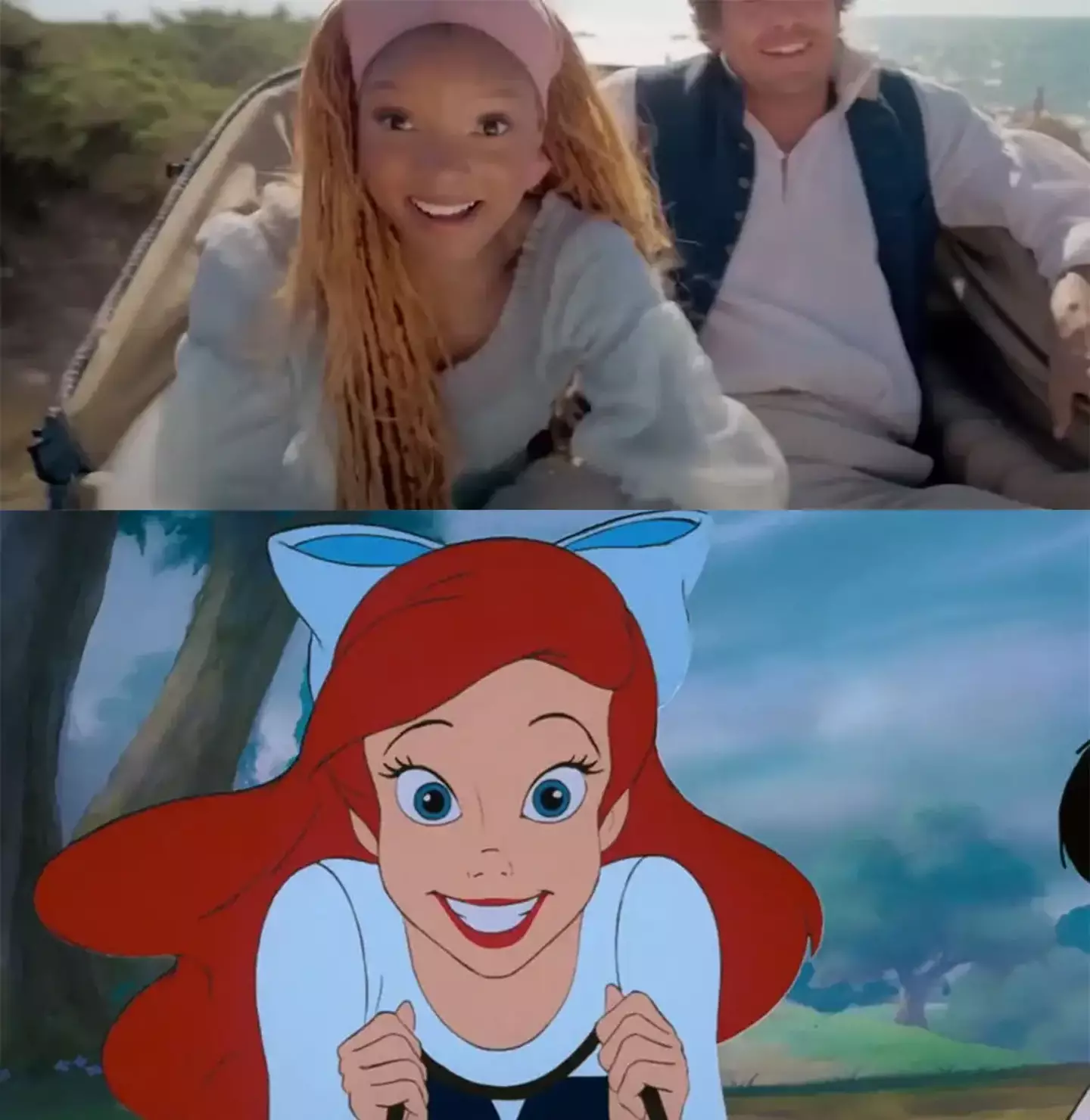 Ariel pictured at the reins of a carriage in both films, spare a thought for the pedestrians.