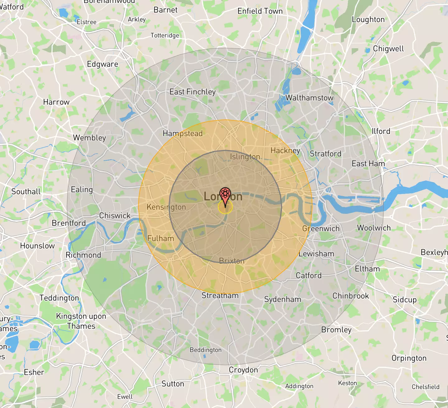 A US nuke detonates over London.