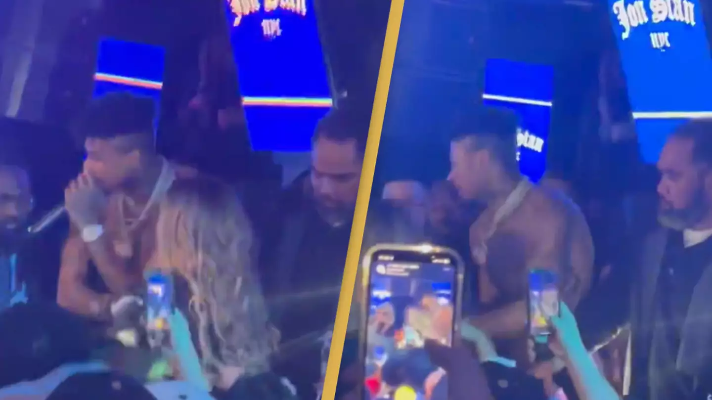 Blueface slammed as 'disgusting' after forcing fan on stage before shoving her to the floor