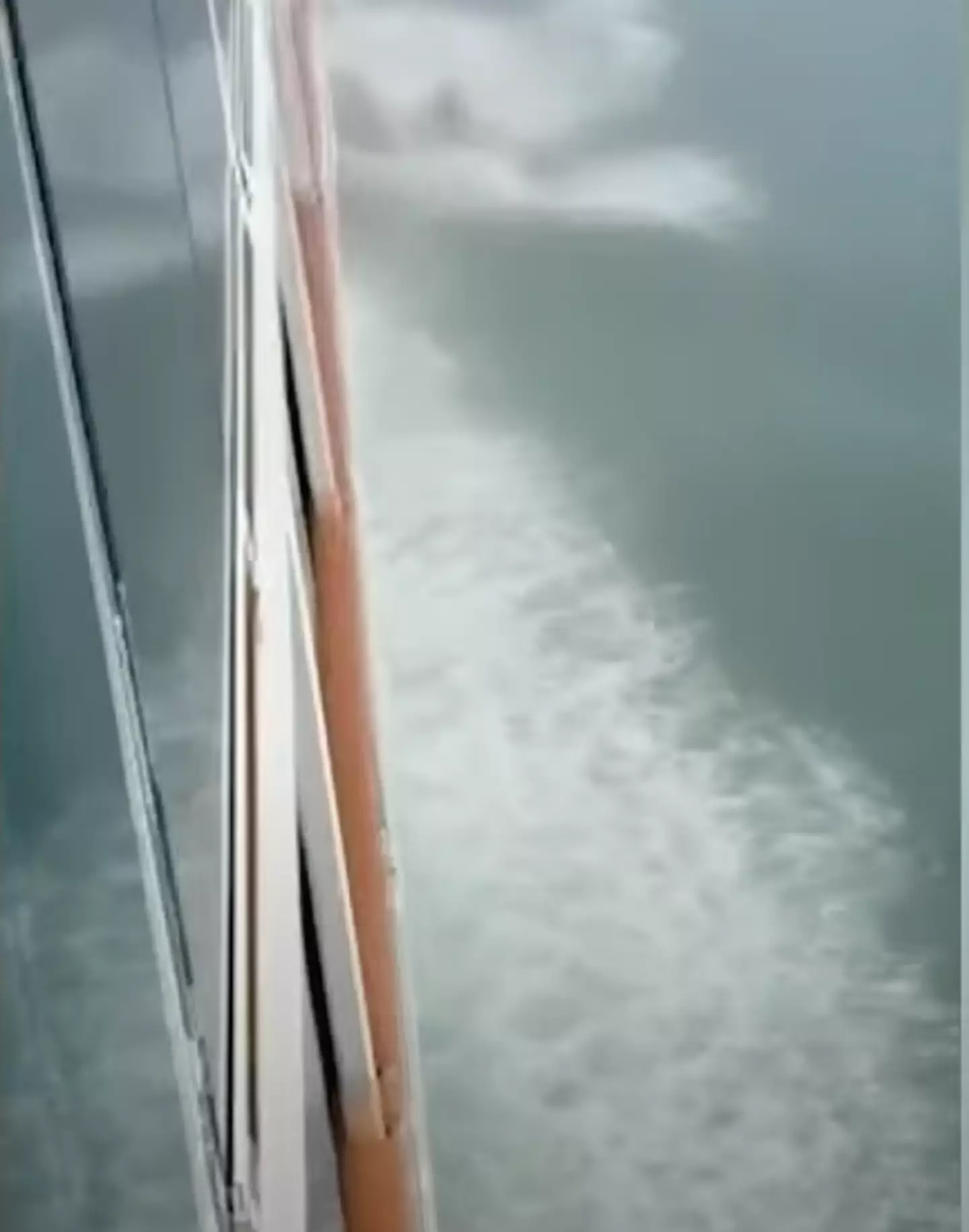 The side of the cruise ship hit the iceberg.