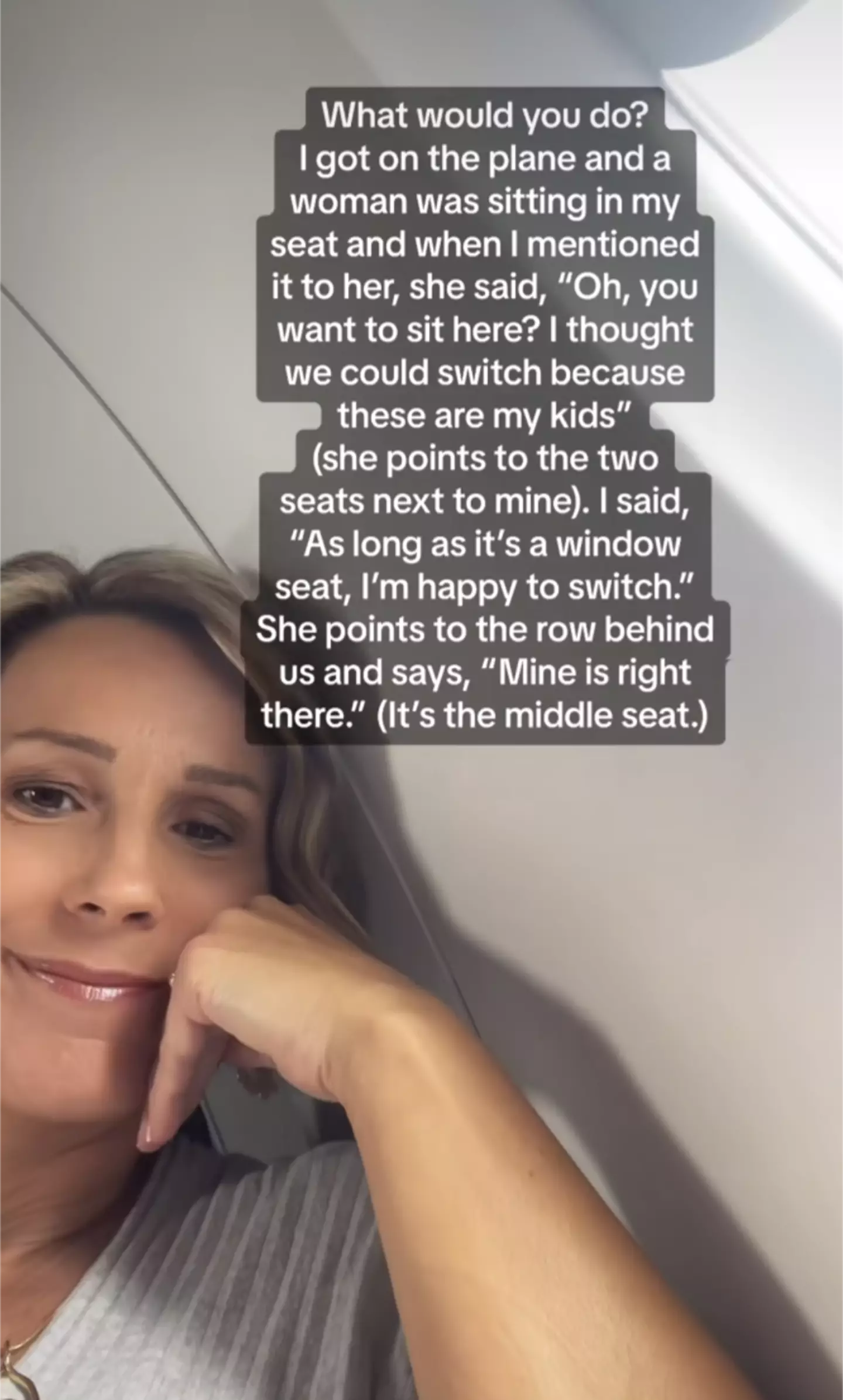 Tammy Nelson took to TikTok to share her plane seat story.