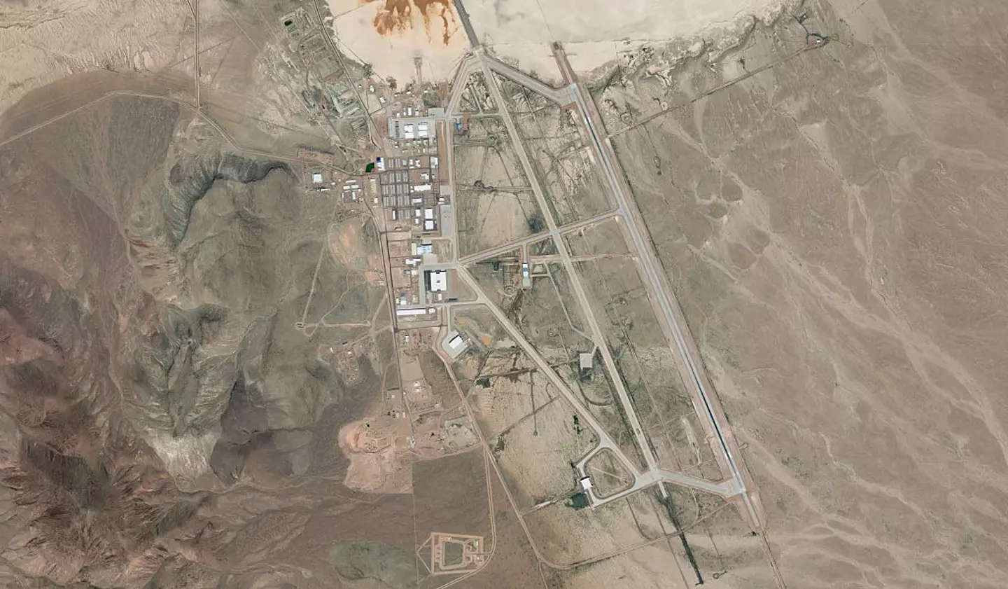 Area 51 is described as a testing and training range (Satellite image (c) 2023 Maxar Technologies)