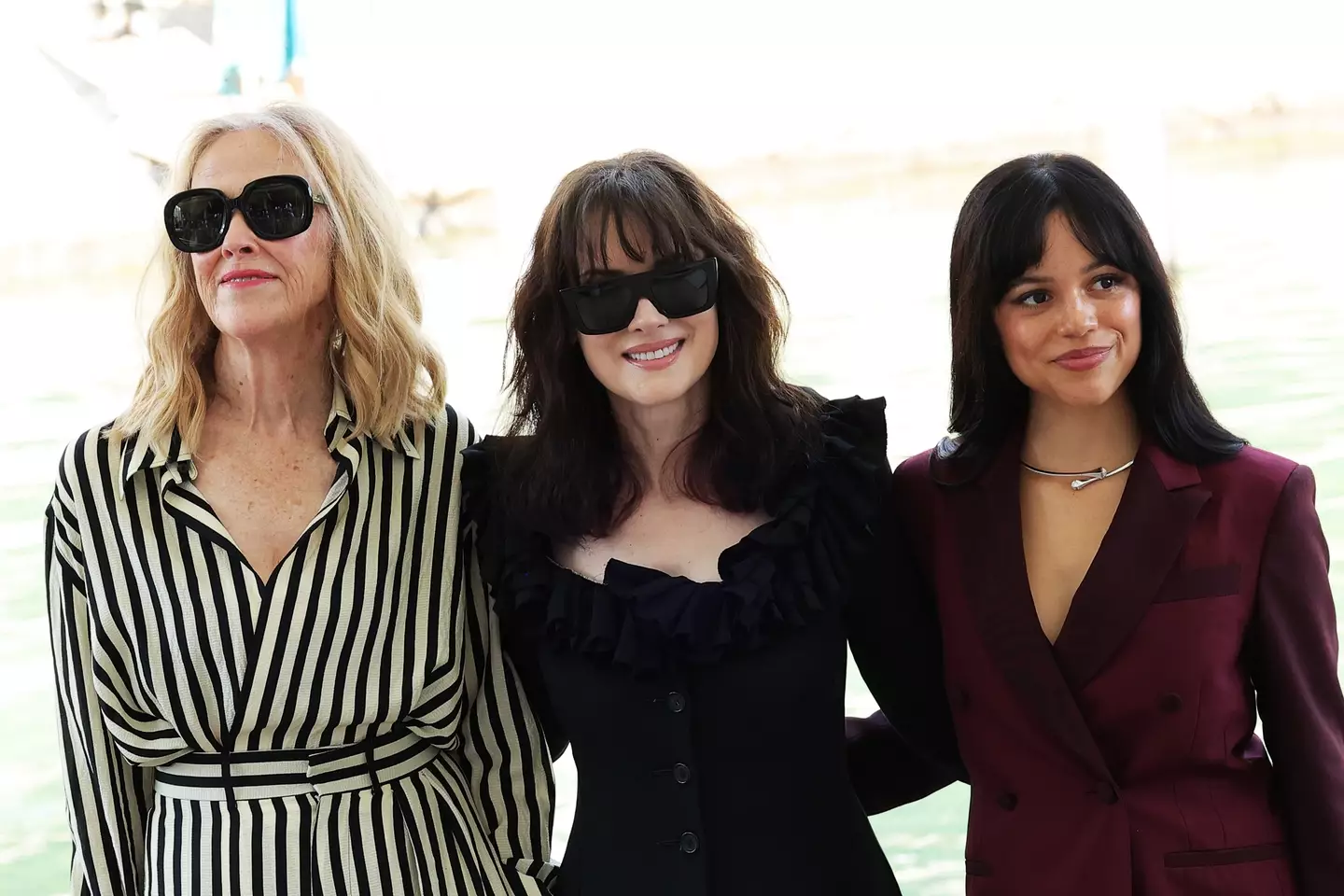 Jenna Ortega and Winona Ryder posed for photos with co-star Catherine O'Hara. (Ernesto Ruscio/Getty Images)