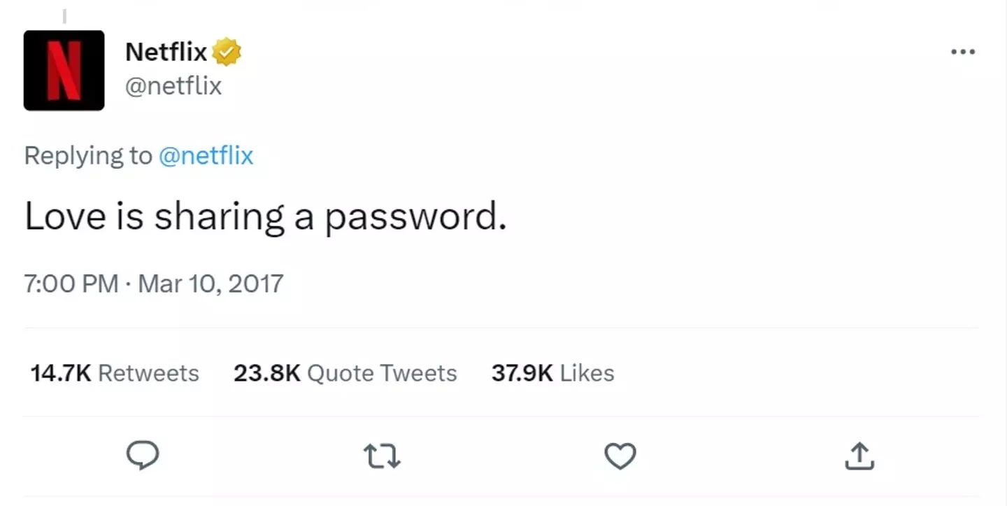 Netflix's stance on password sharing has changed somewhat since 2017.