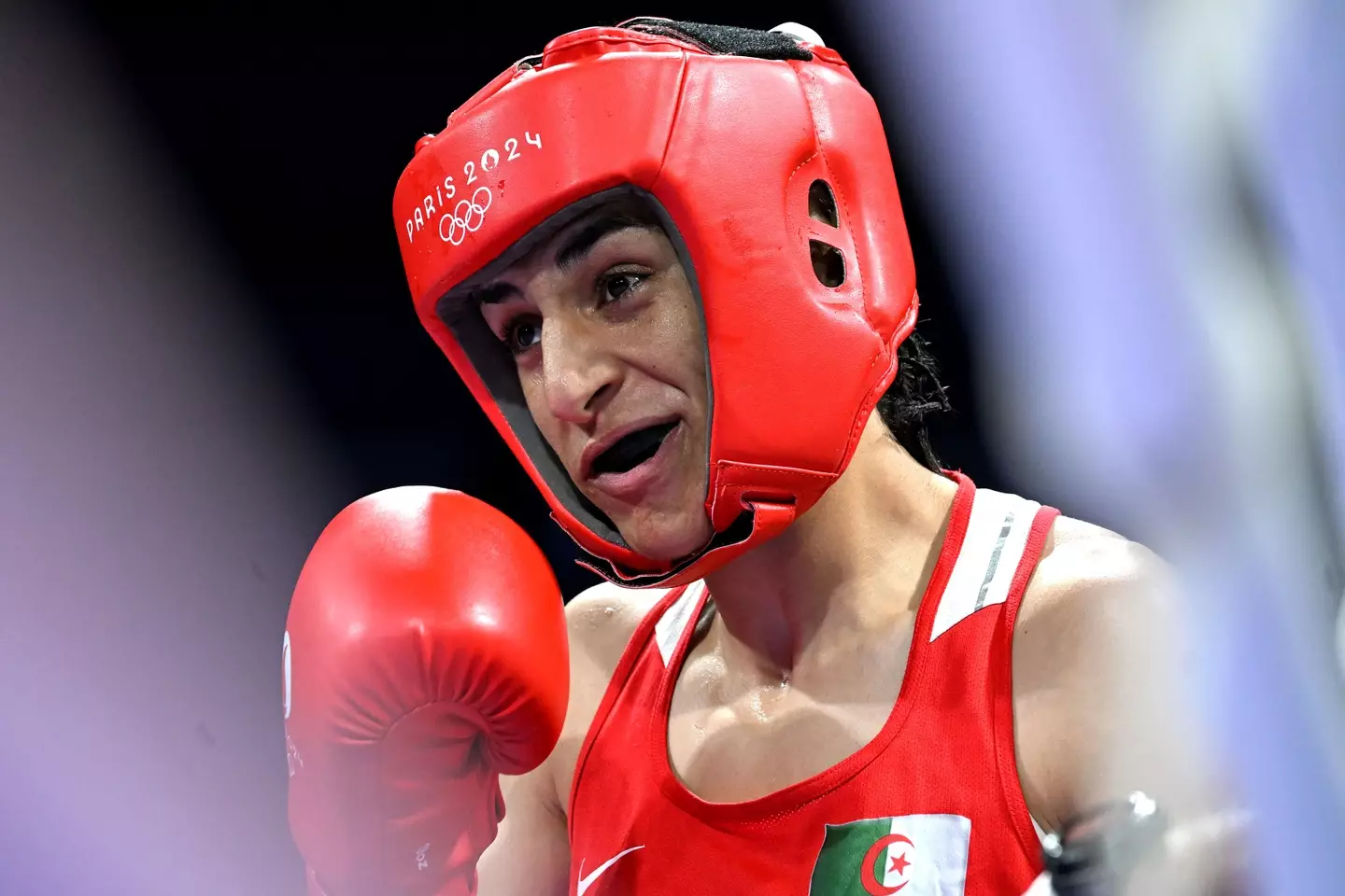 Imane Khelif won the bout in just 46 seconds. (Fabio Bozzani/Anadolu via Getty Images)