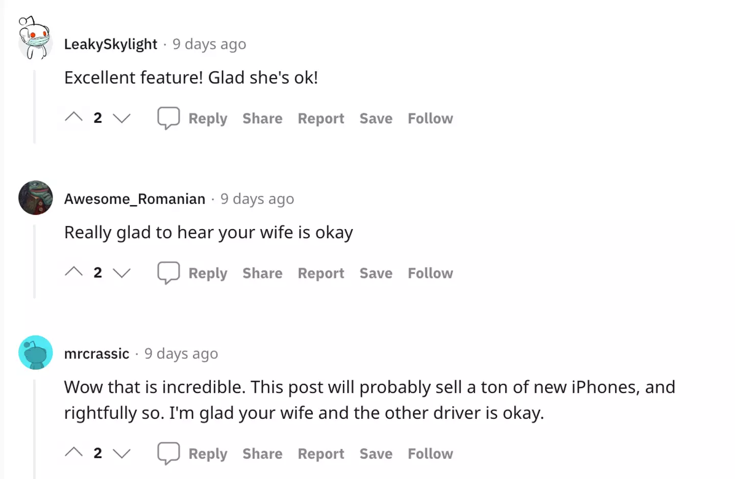 Other Redditers have flooded to the post to applaud Apple for the feature.