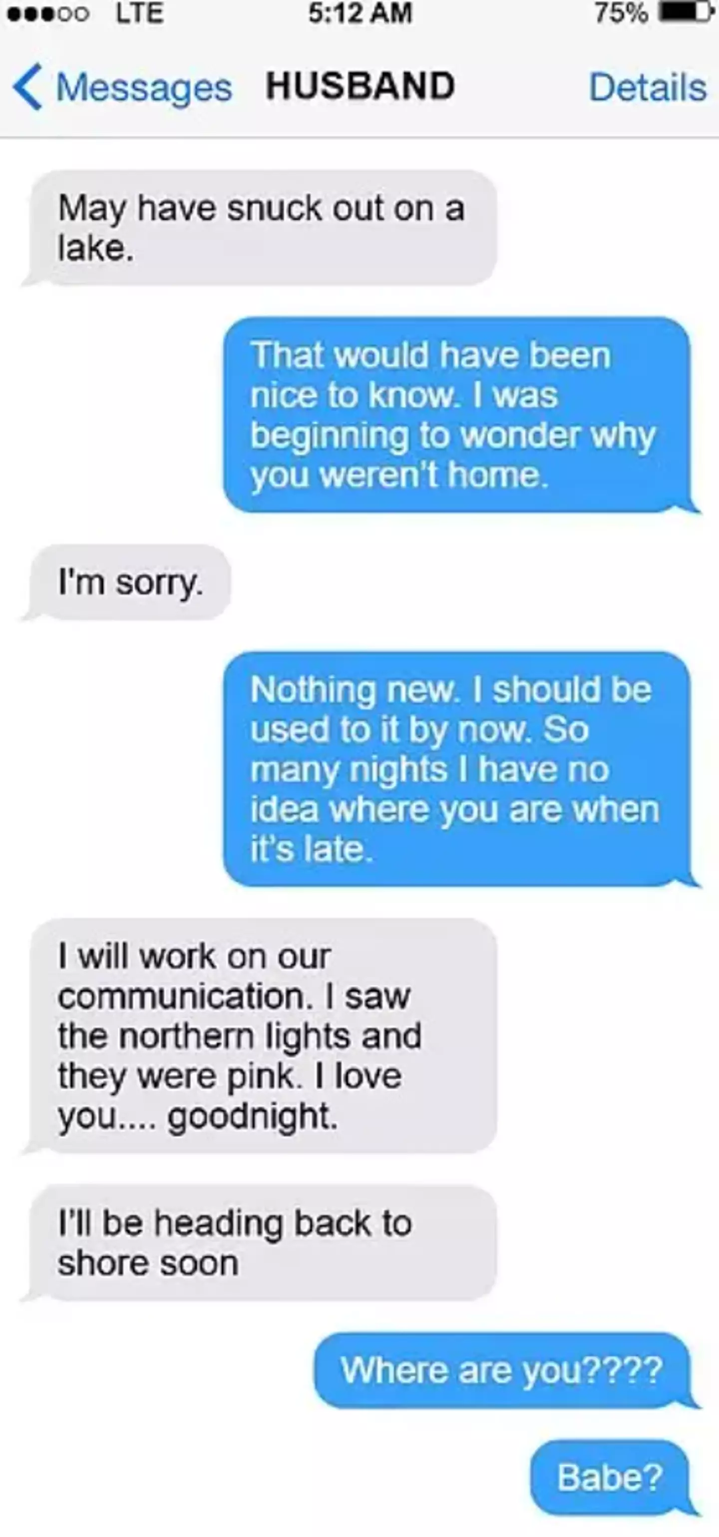 The final texts between Borgwardt and his wife (Green Lake County Sheriff's Office)