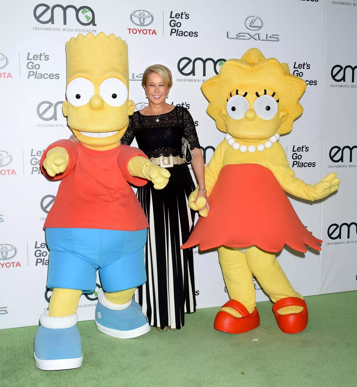 Simpsons star Yeardley Smith met her husband when he became her bodyguard for a day.
