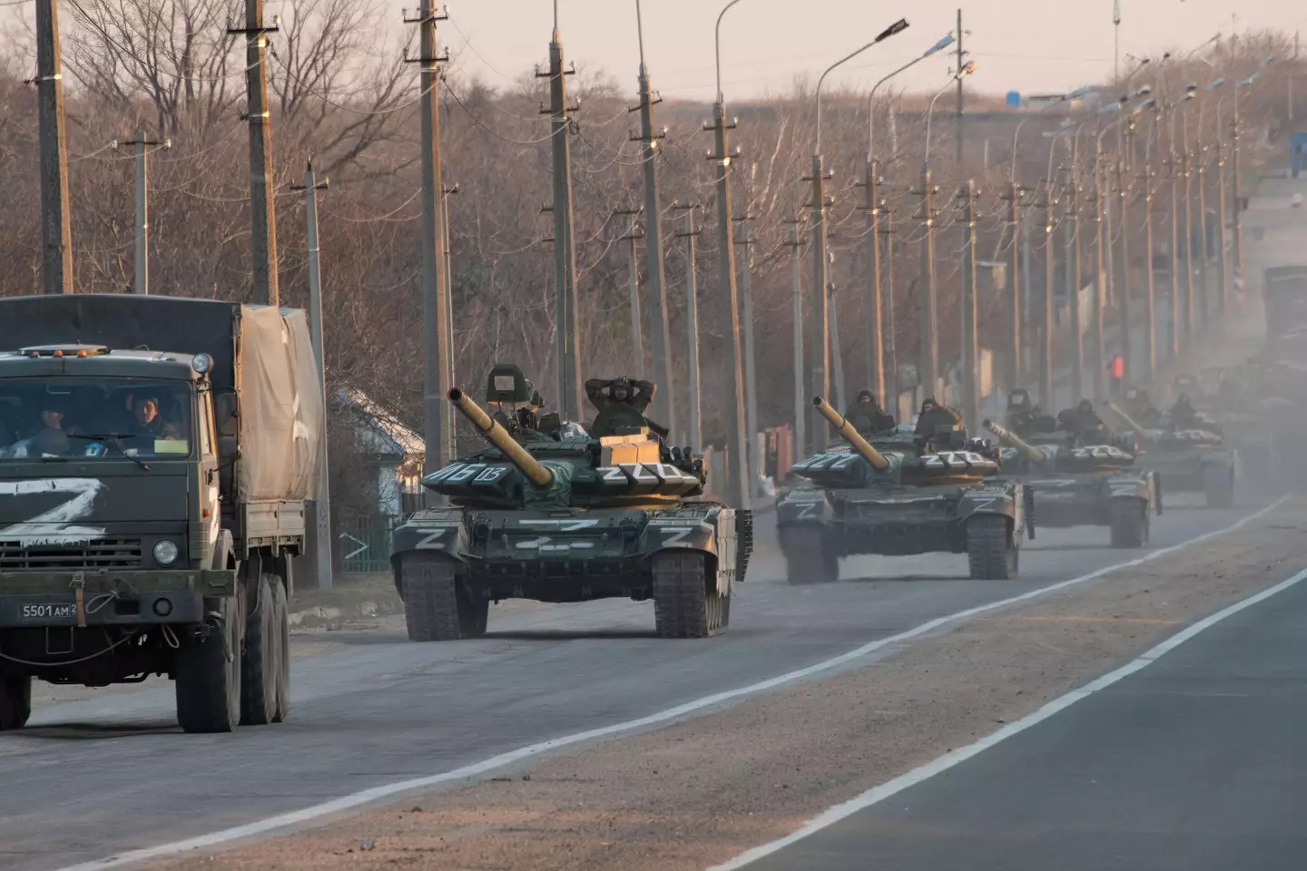 Russian military vehicles in Ukraine.