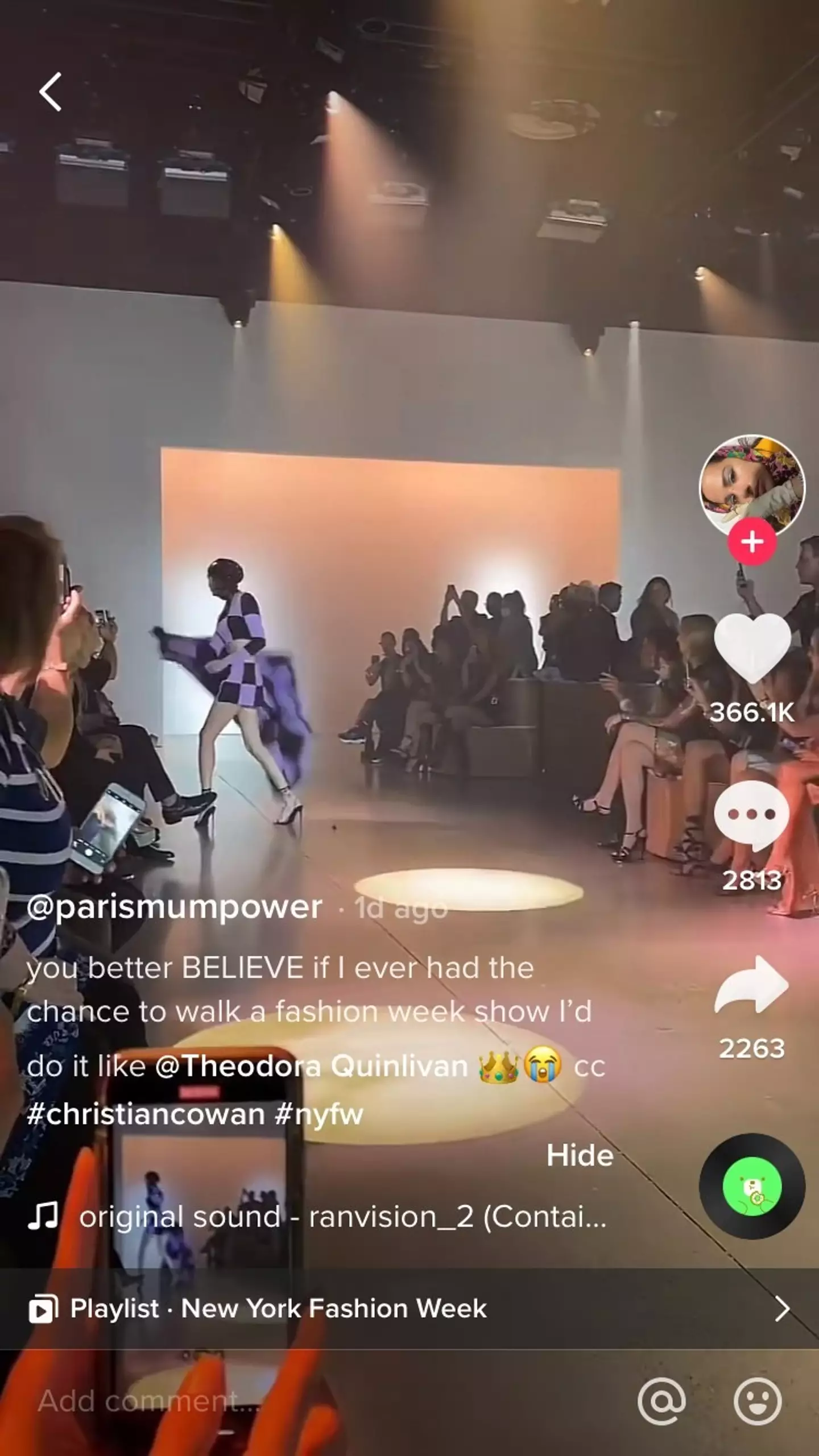 Model Hits Audience With Coat On Runway - @parismumpower/ TikTok