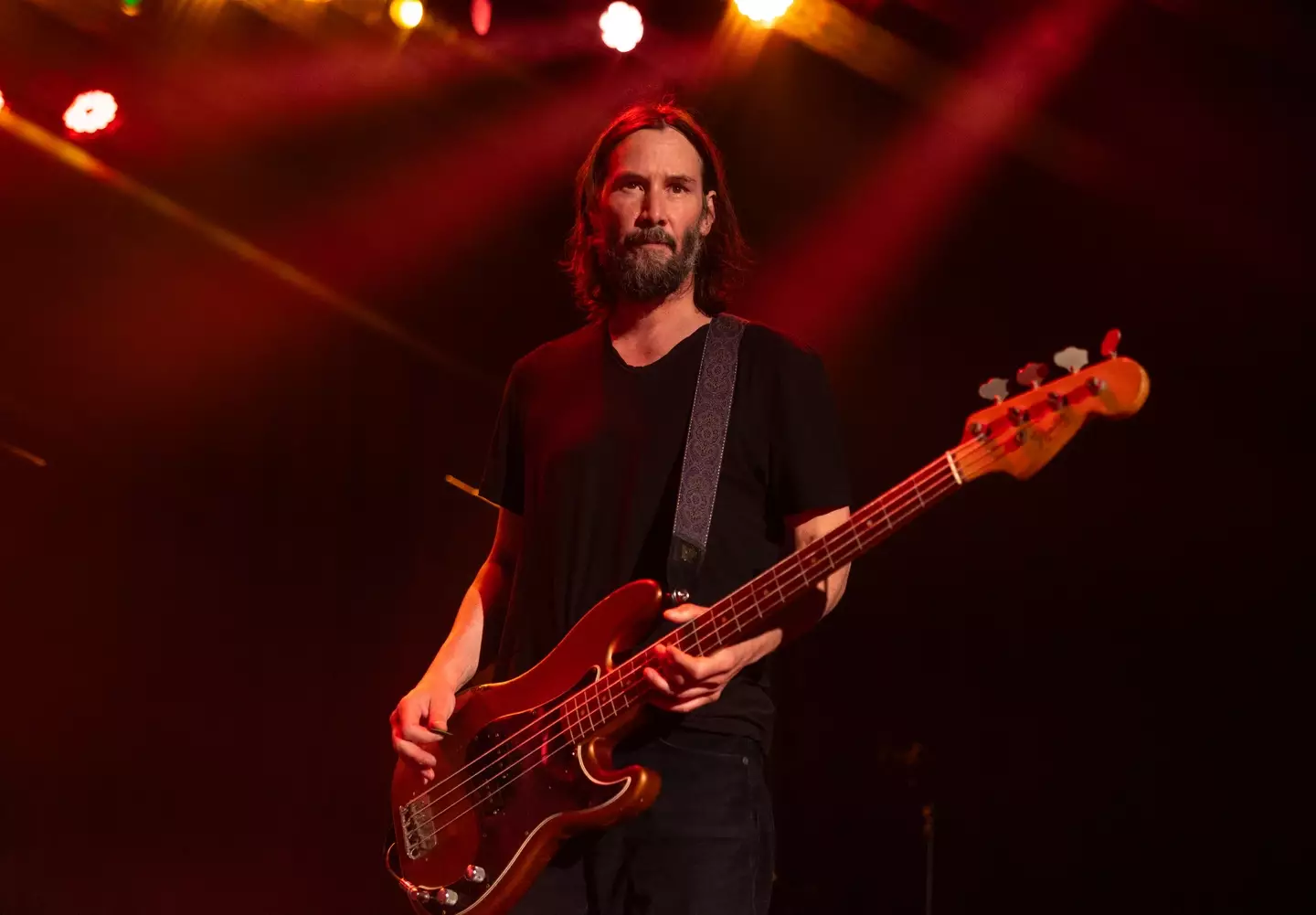 Keanu Reeves performing at The Roxy on Tuesday.