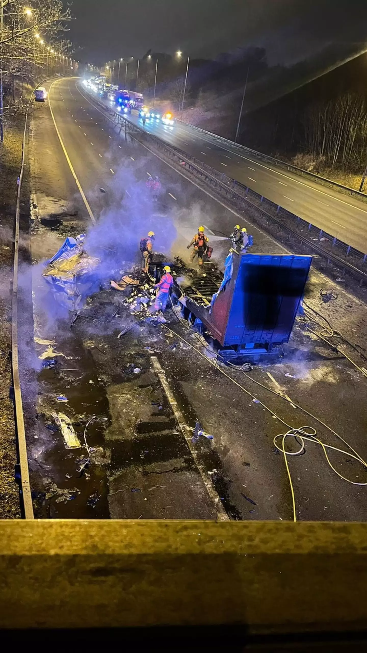 Lorry catches fire on M6 (@LancsRoadPolice/Twitter)